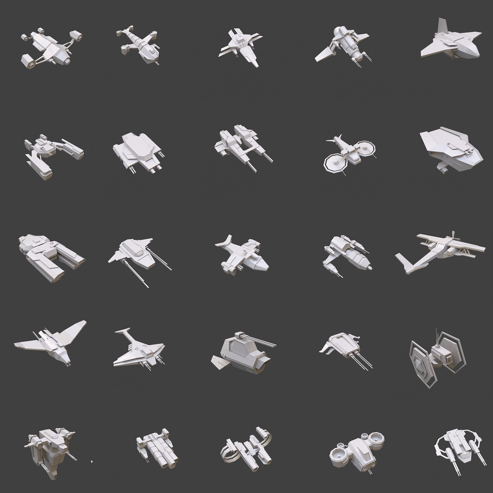 Set 50 Spaceships toy  Low-poly 3D model_7