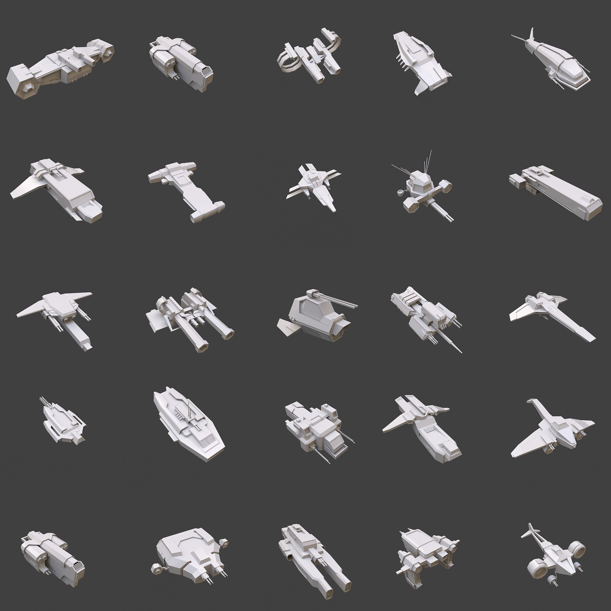 Set 50 Spaceships toy  Low-poly 3D model_6