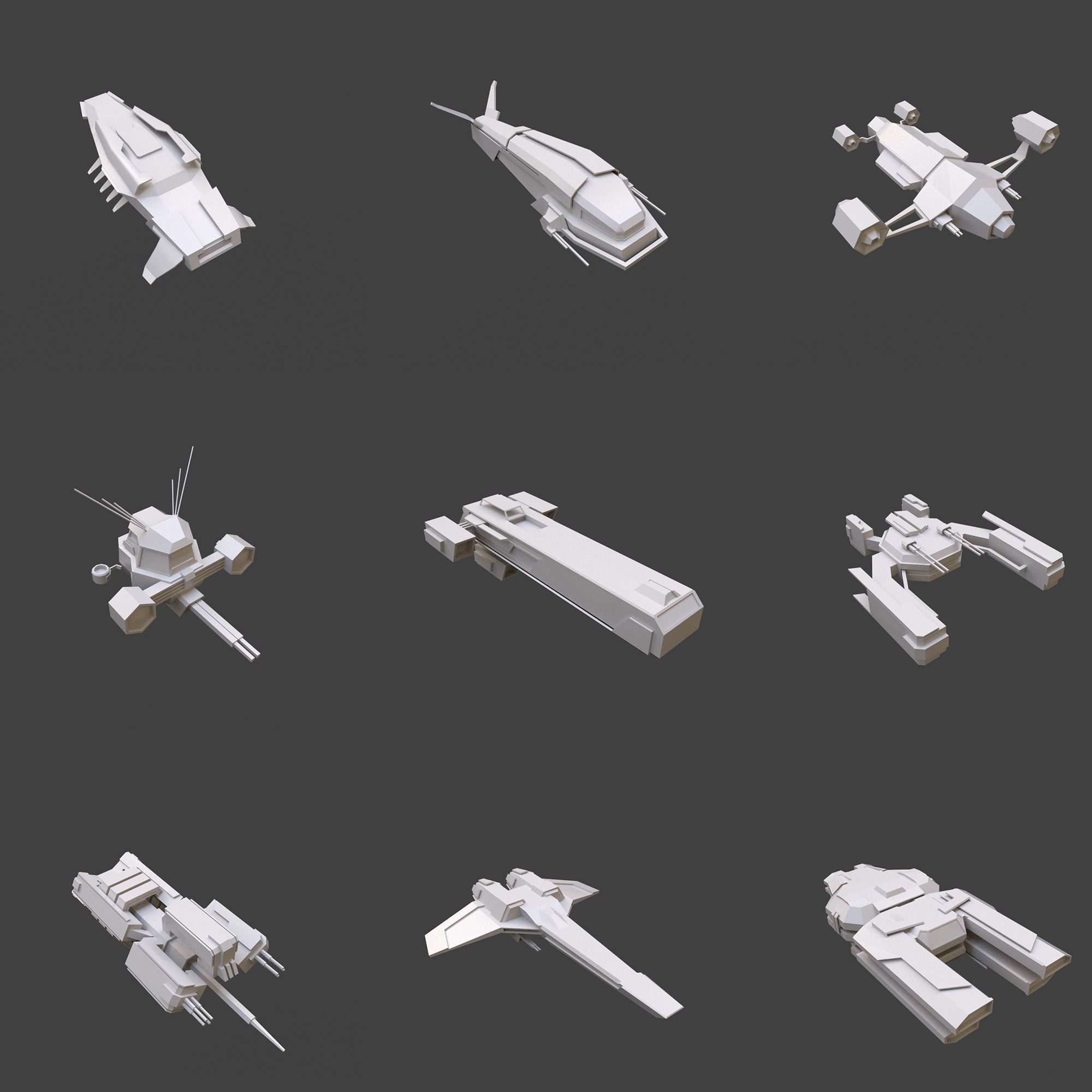 Set 50 Spaceships toy  Low-poly 3D model_4
