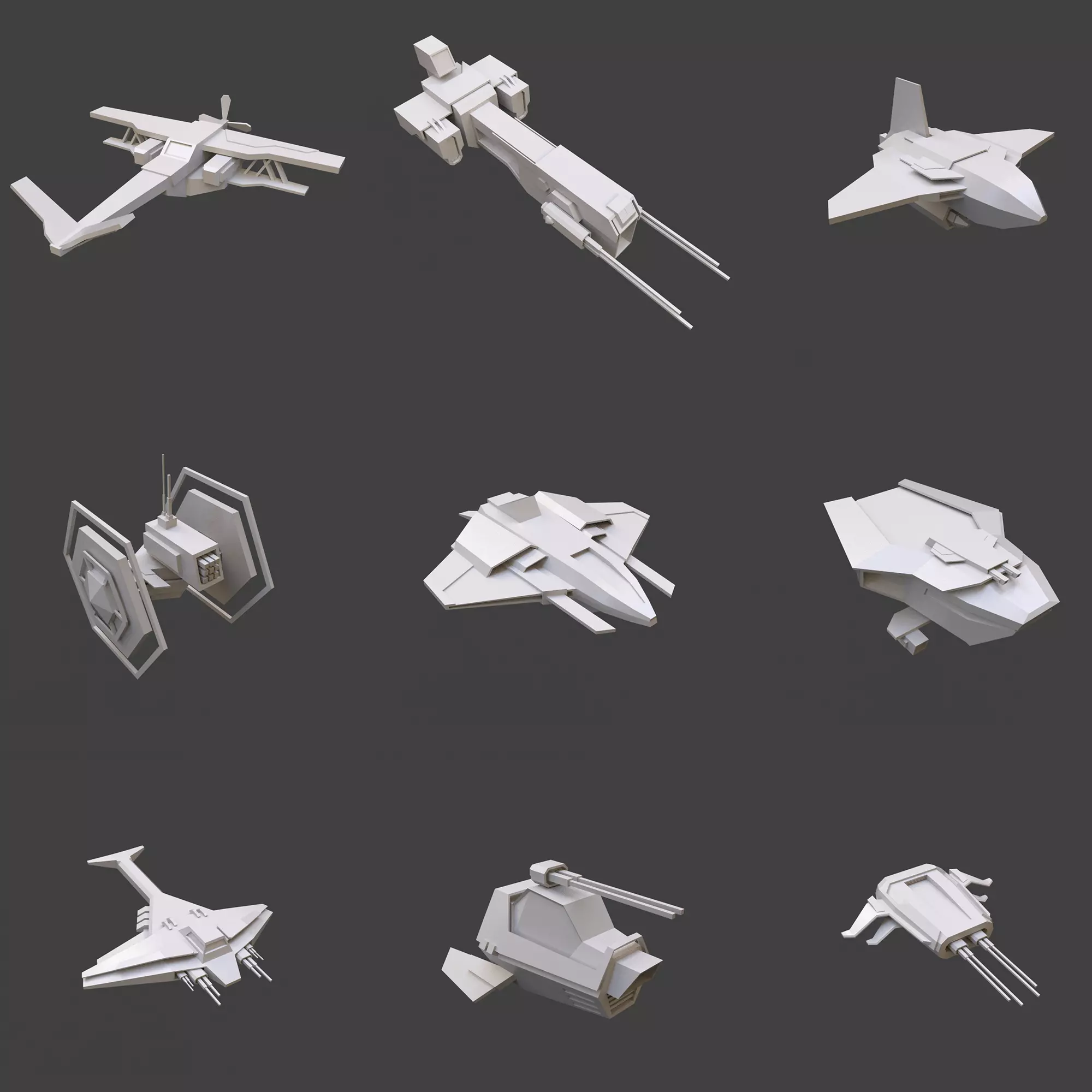 Set 50 Spaceships toy  Low-poly 3D model_0