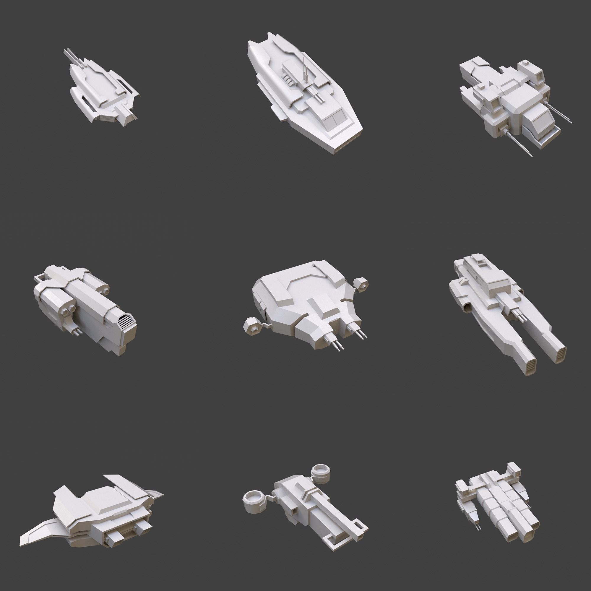 Set 50 Spaceships toy  Low-poly 3D model_2