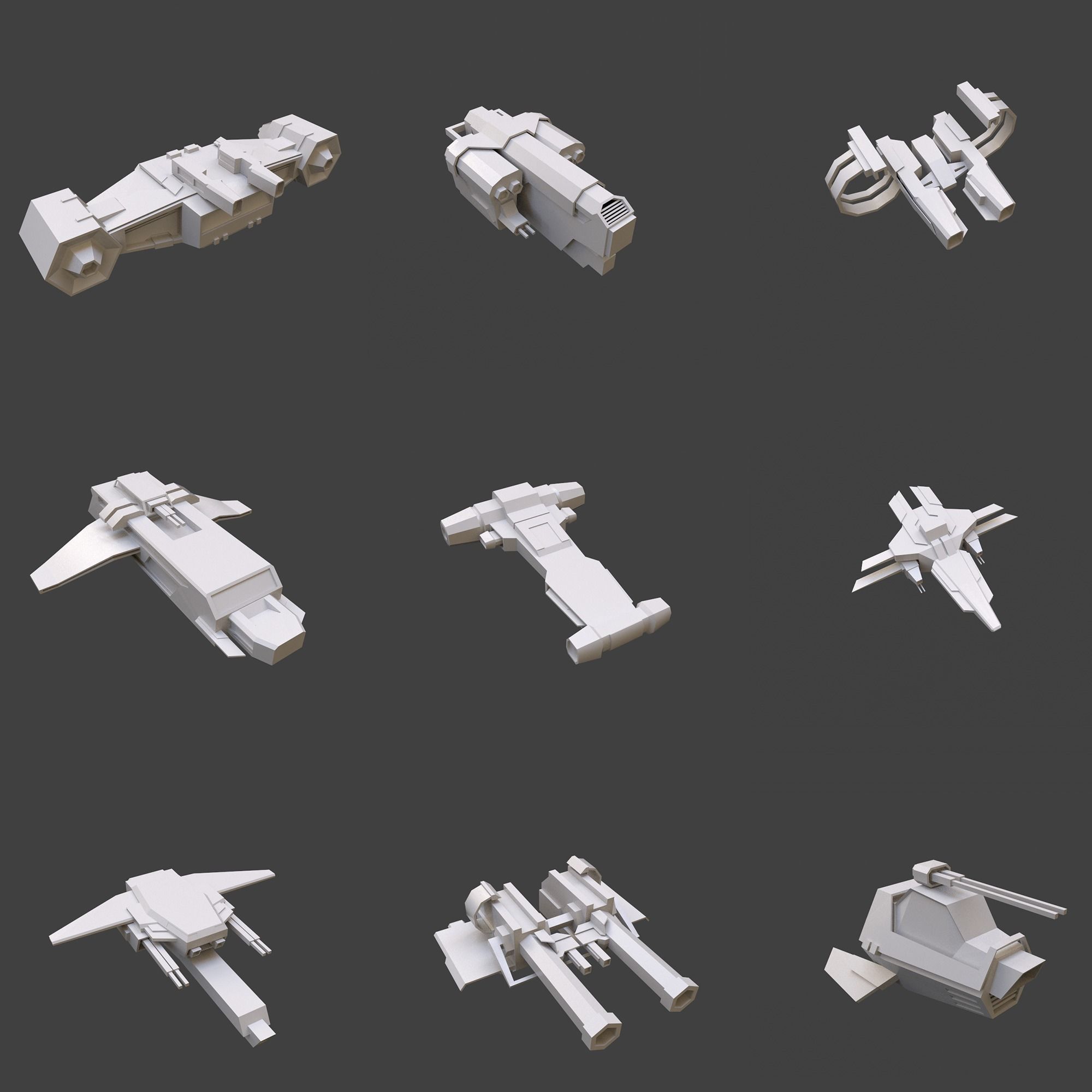 Set 50 Spaceships toy  Low-poly 3D model_5