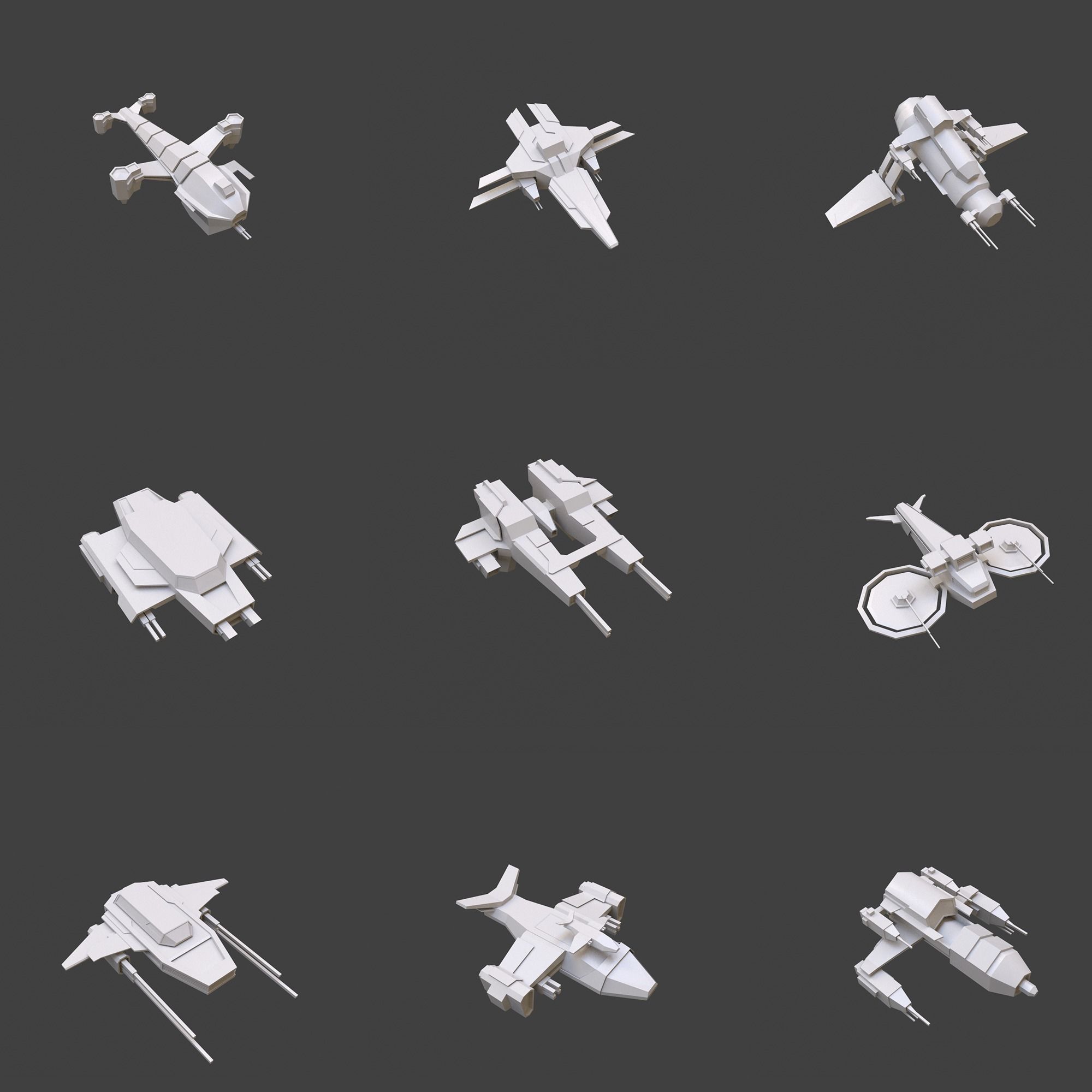 Set 50 Spaceships toy  Low-poly 3D model_1