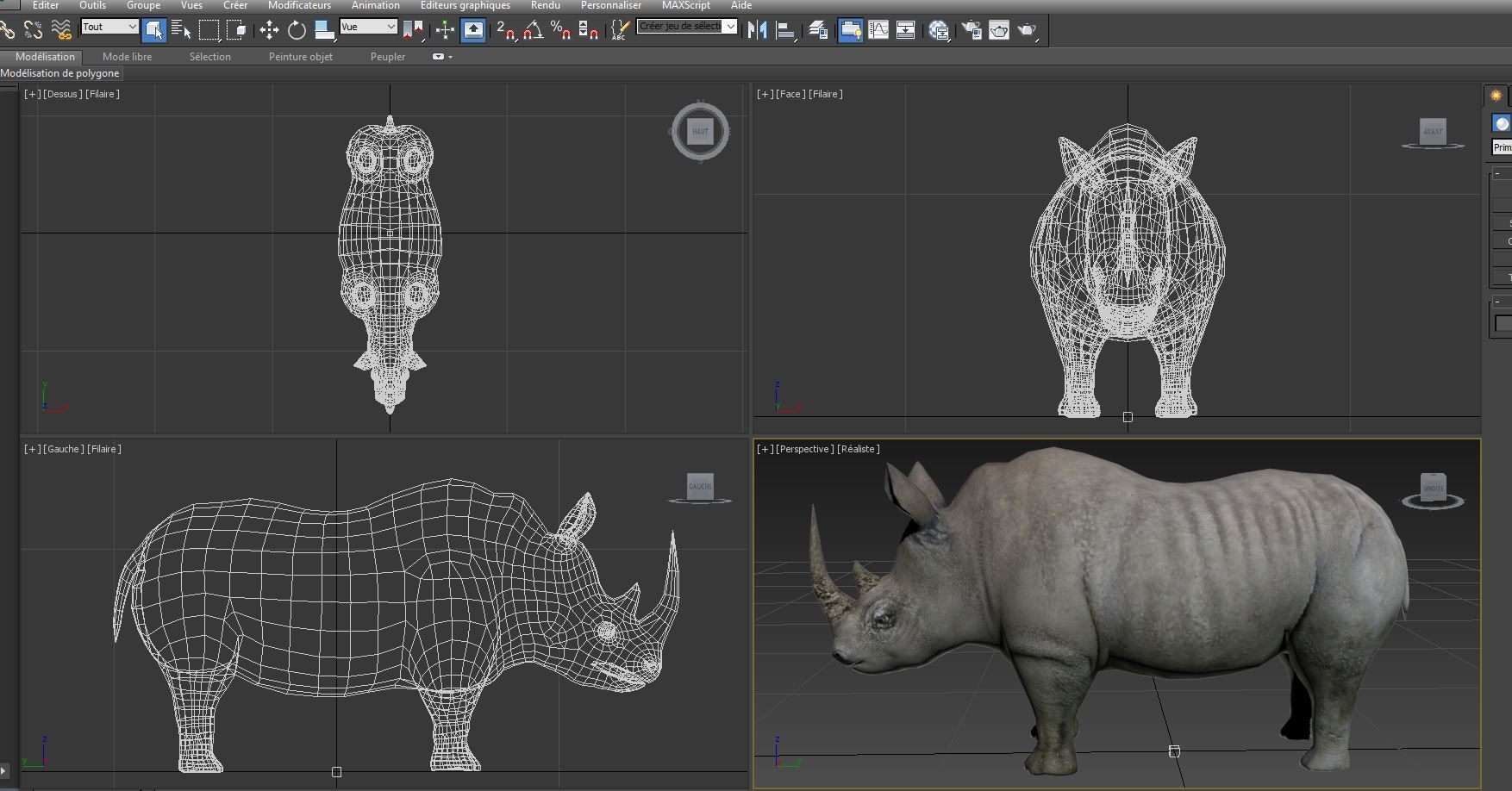 3D rhino rhinoceros realistic low poly Low-poly 3D model_14
