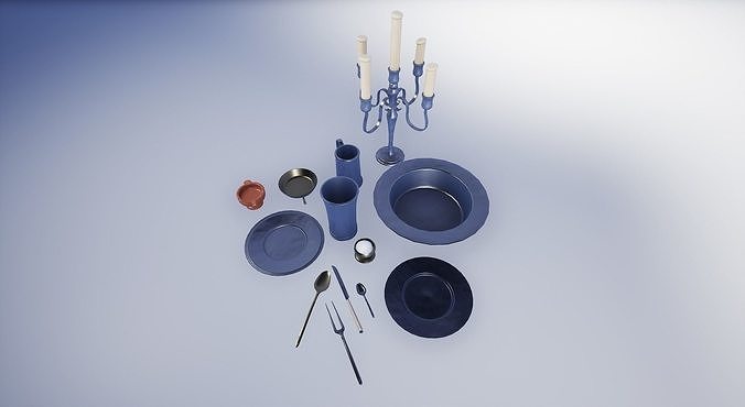 17th Century Pewter Tableware Low-poly 3D model