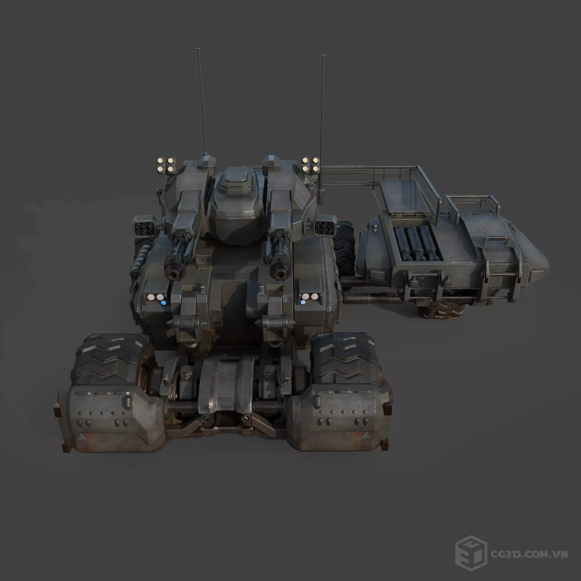 Tank model armored vehicle Low-poly 3D model_0