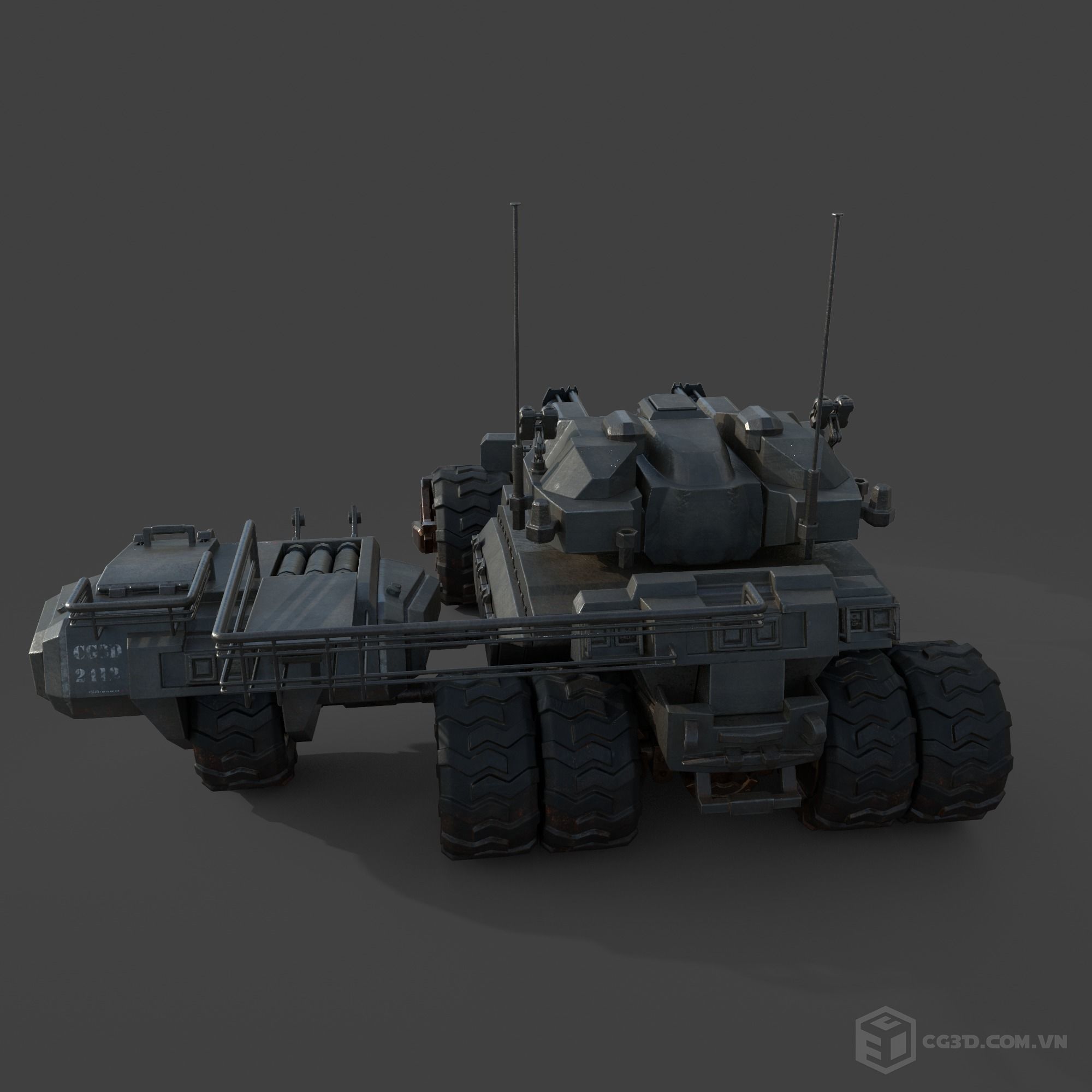 Tank model armored vehicle Low-poly 3D model_6