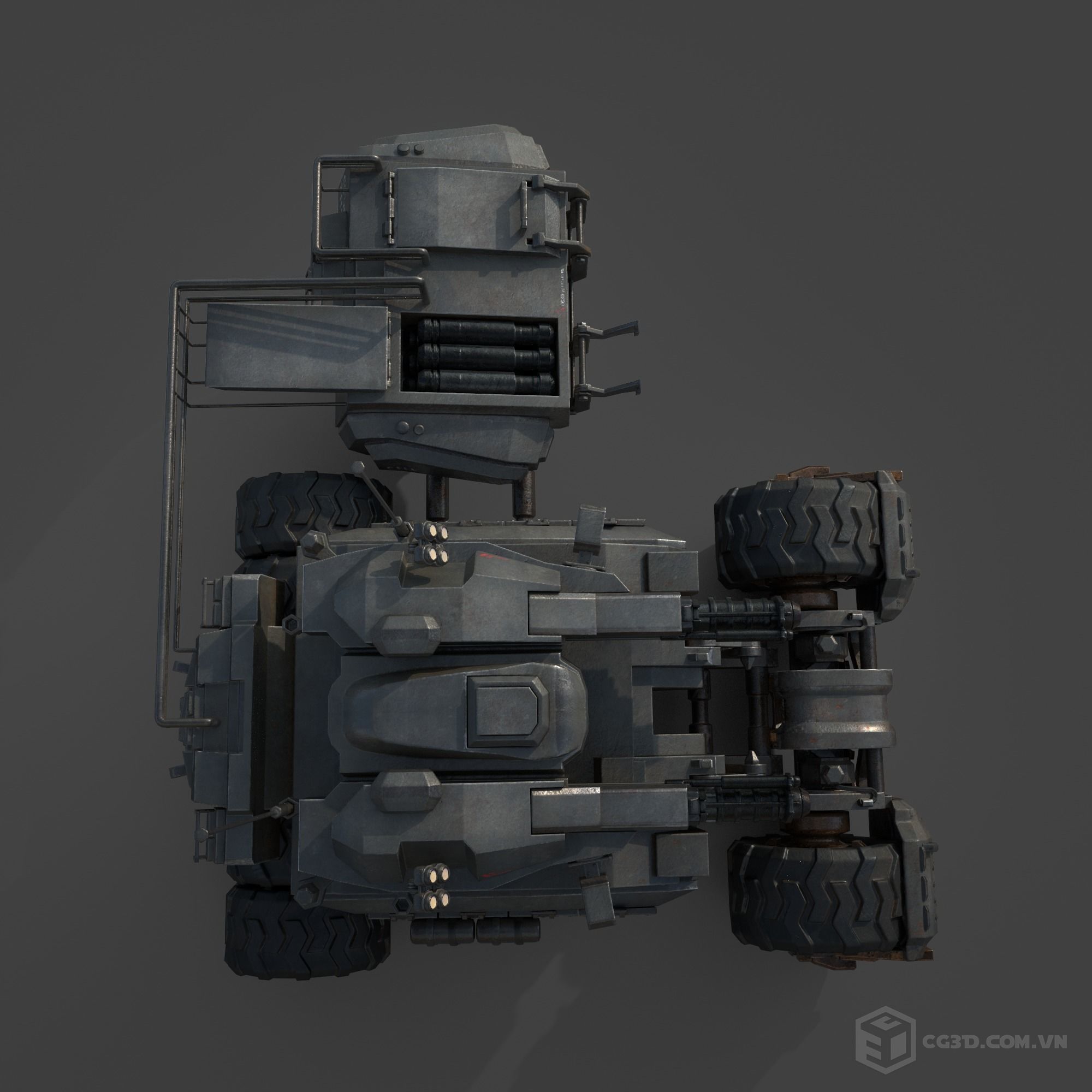 Tank model armored vehicle Low-poly 3D model_4