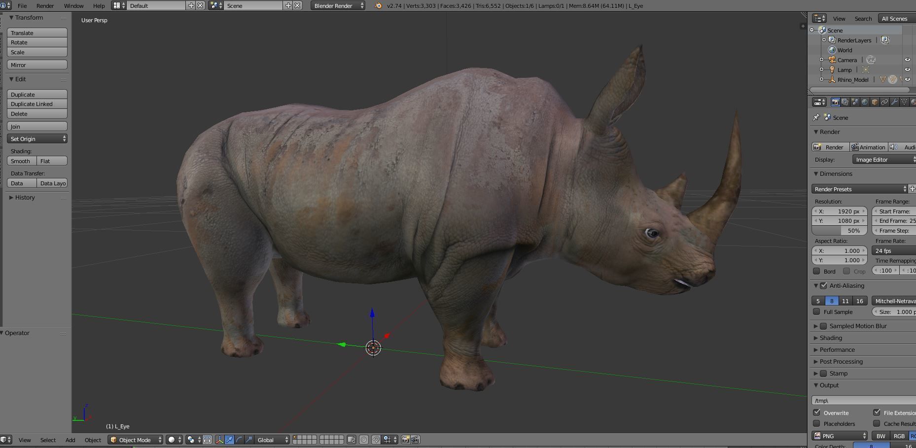 Rhino 3D Models game ready  Low-poly 3D model_17