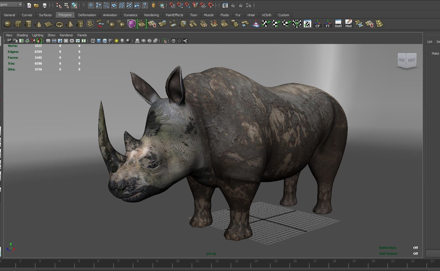  3D Models game ready Dirty Realistic Rhino Low-poly 3D model_7