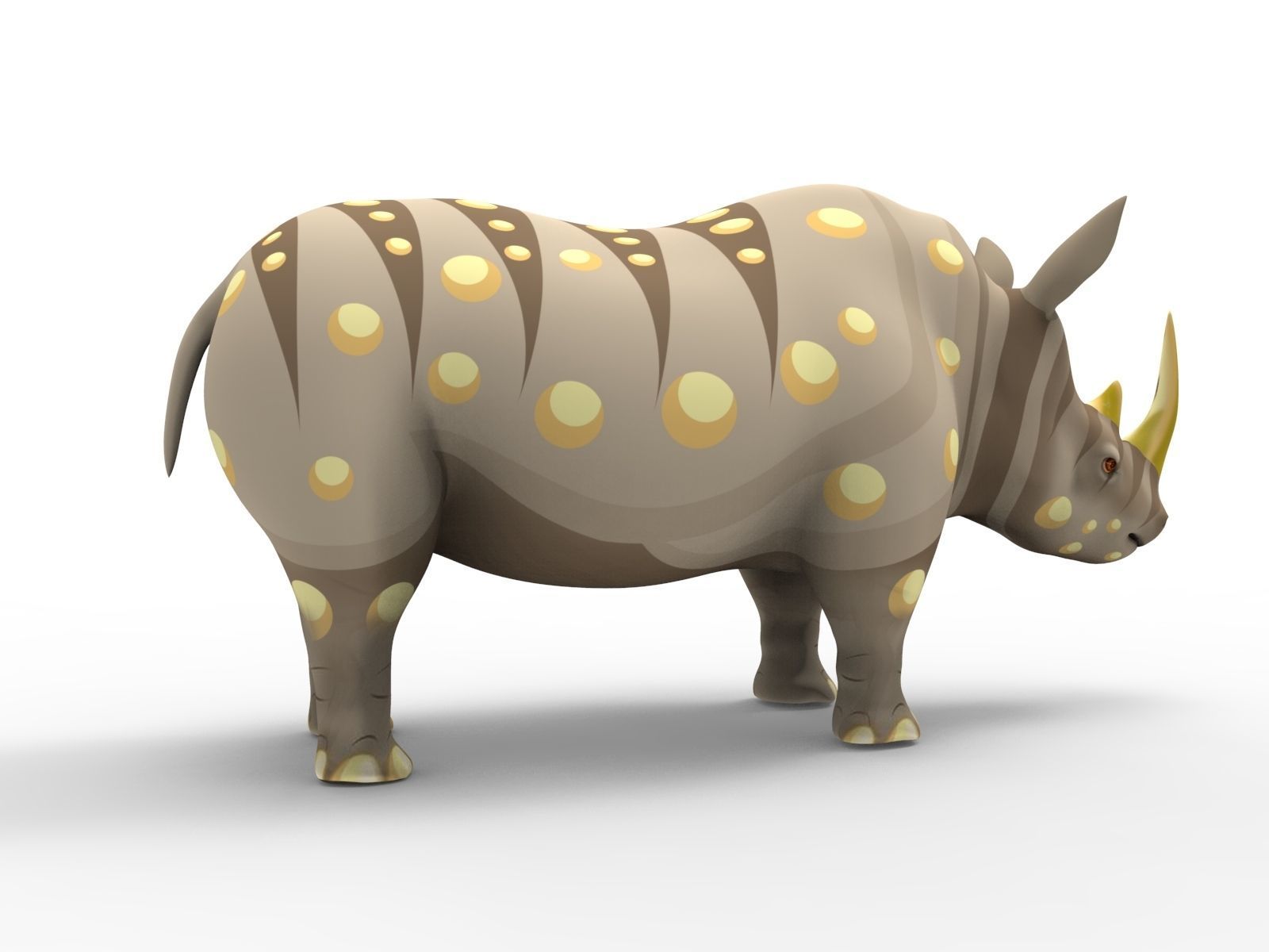Cartoon Rhino 3D low poly model Low-poly 3D model_1