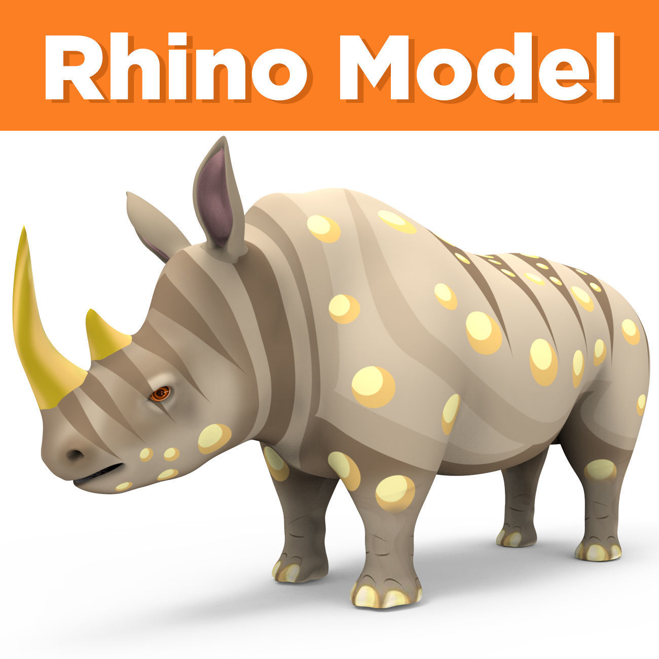 Cartoon Rhino 3D low poly model Low-poly 3D model_5