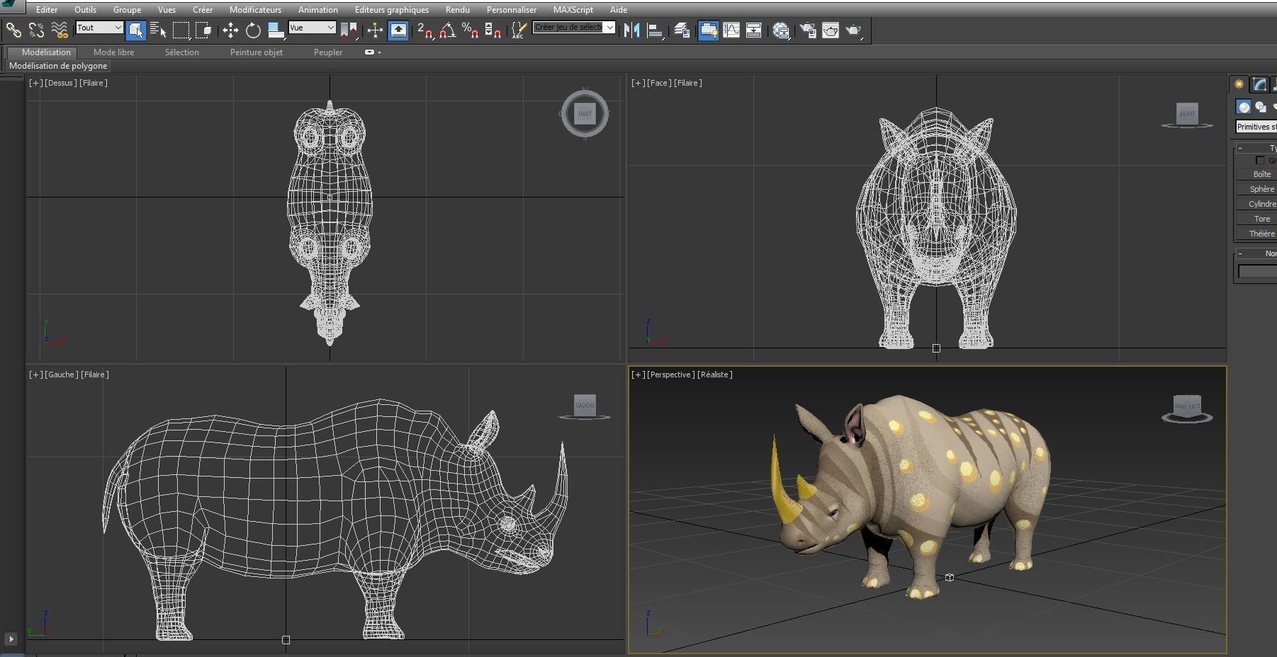 Cartoon Rhino 3D low poly model Low-poly 3D model_14