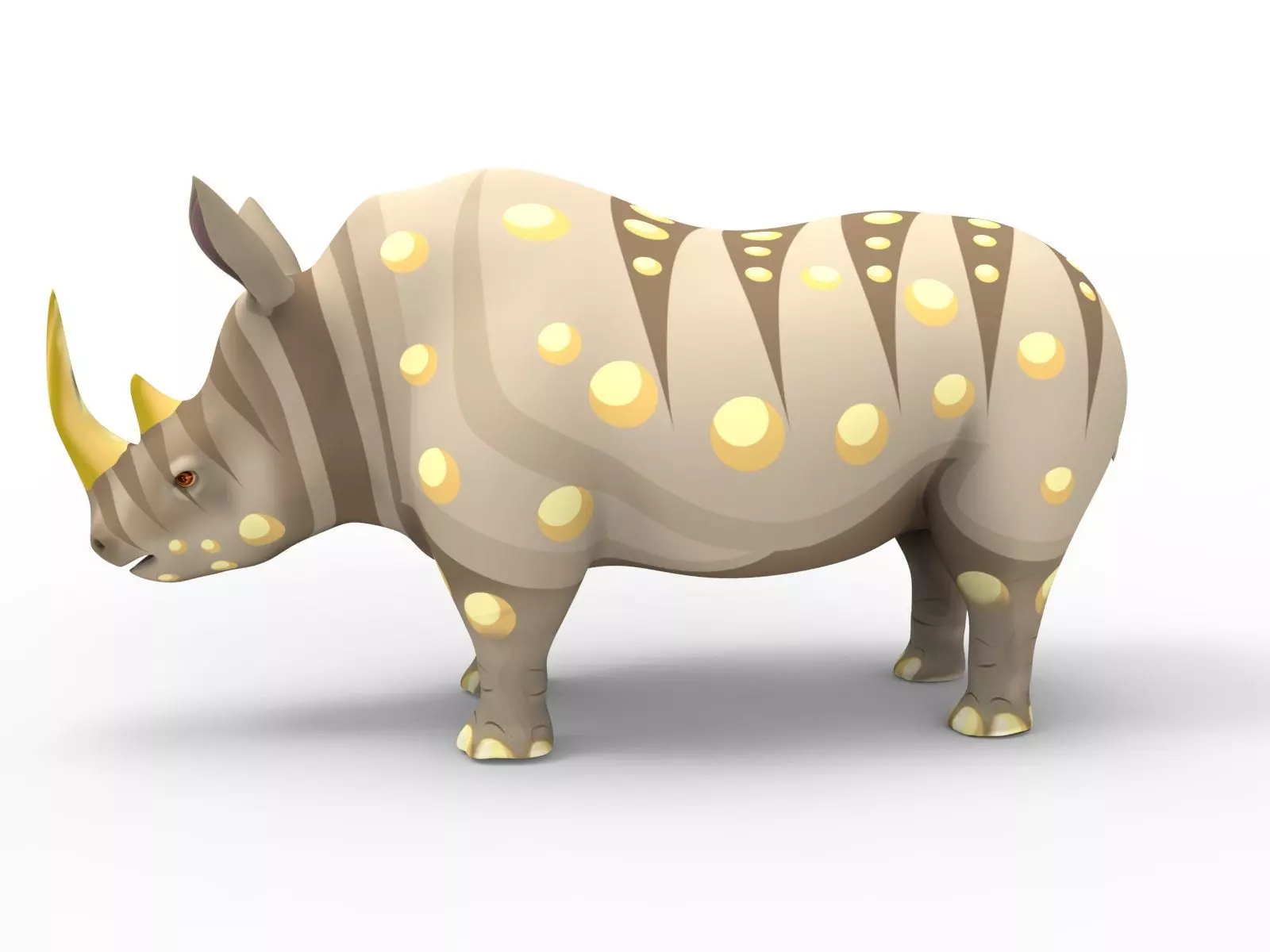 Cartoon Rhino 3D low poly model Low-poly 3D model_0