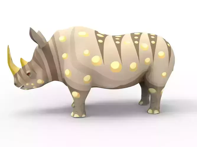Cartoon Rhino 3D low poly model