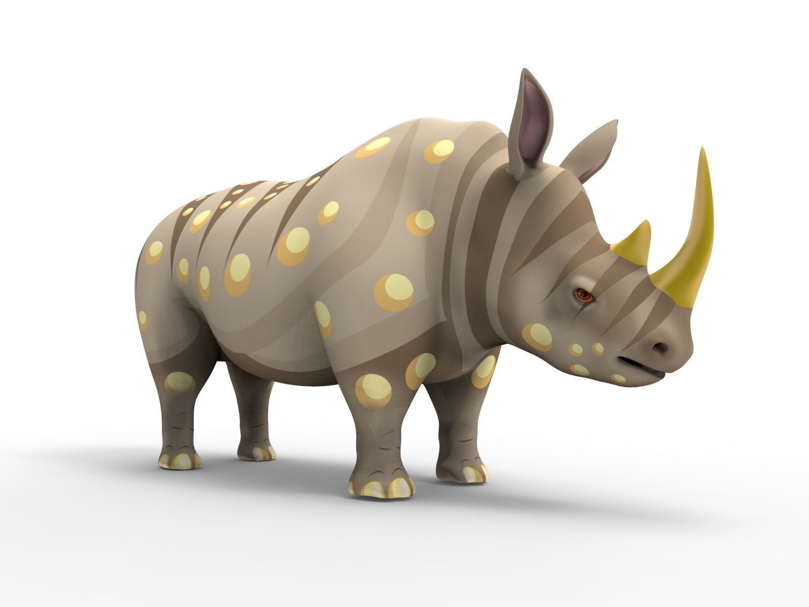 Cartoon Rhino 3D low poly model Low-poly 3D model_7