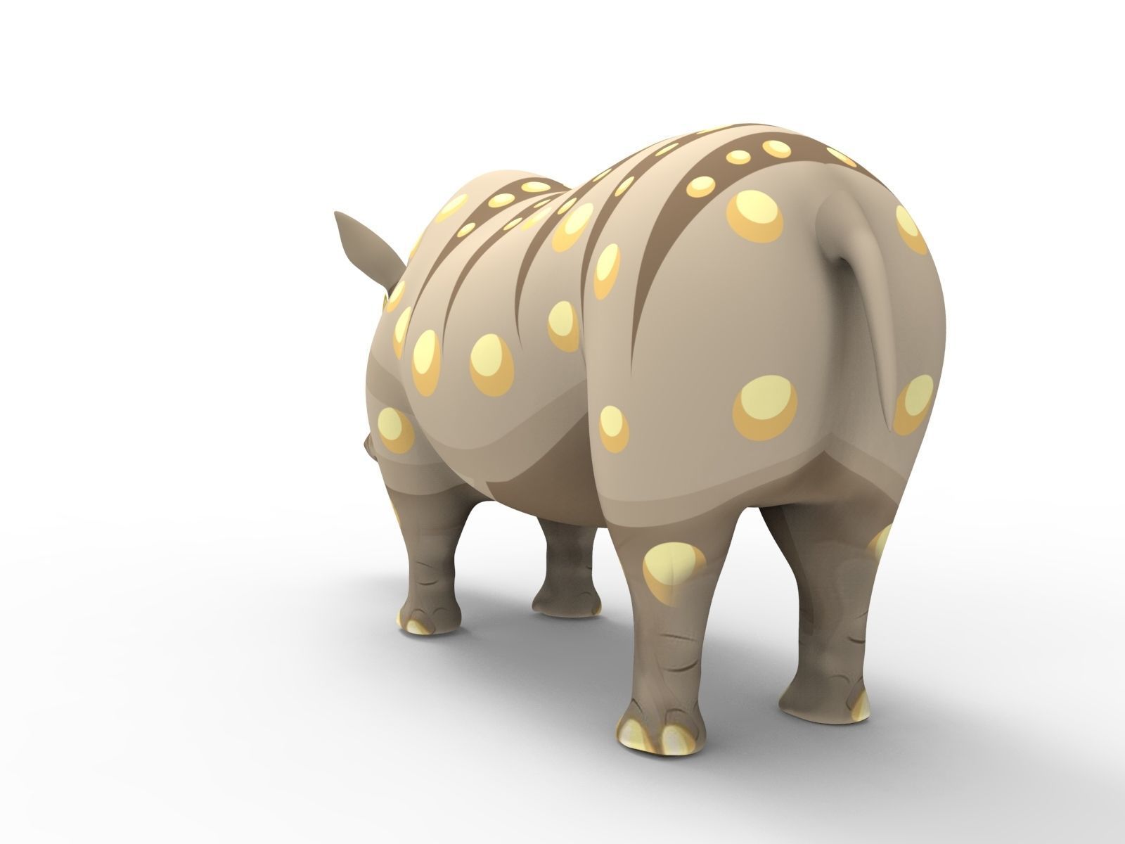 Cartoon Rhino 3D low poly model Low-poly 3D model_3