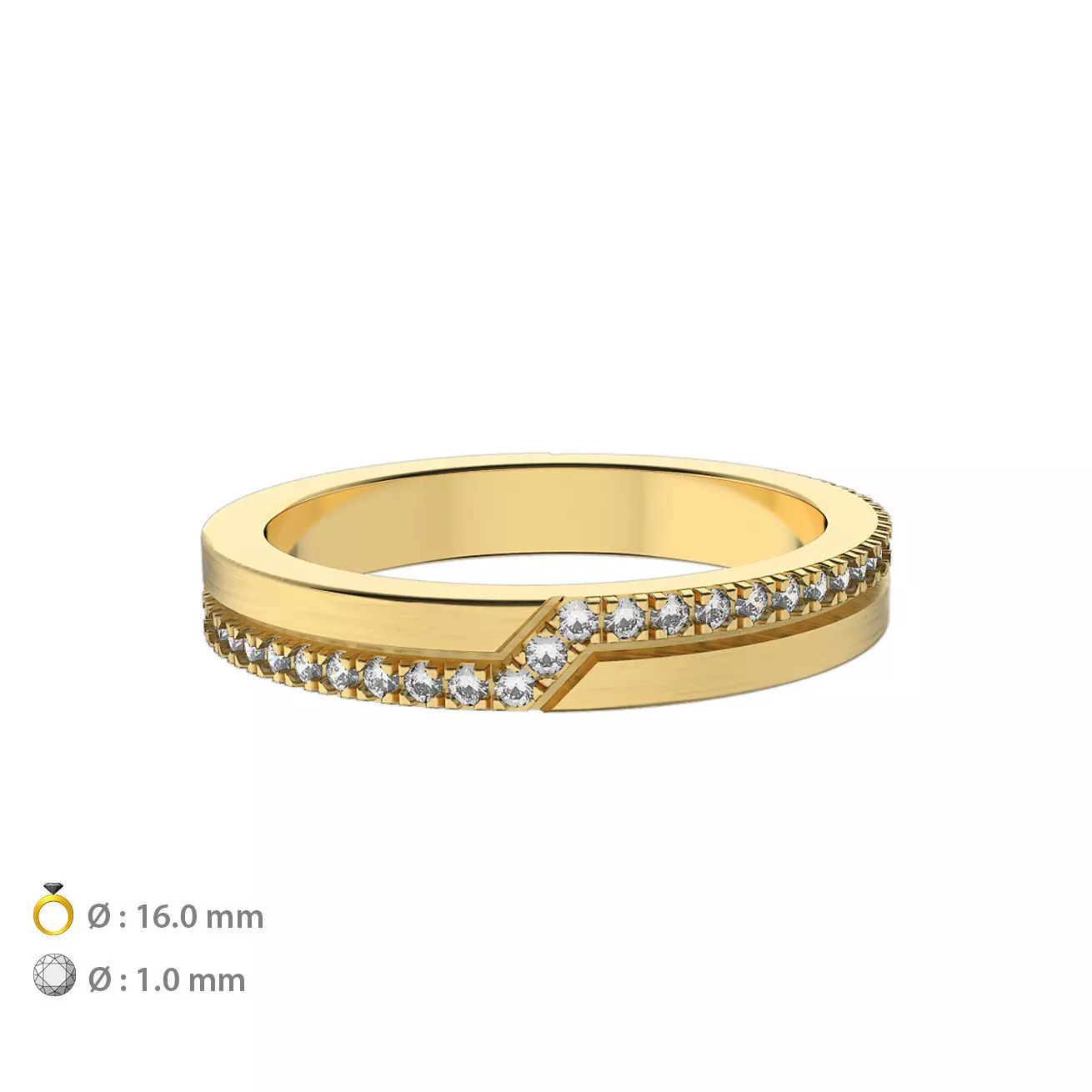 N099 Woman wedding ring with gems 3D print model