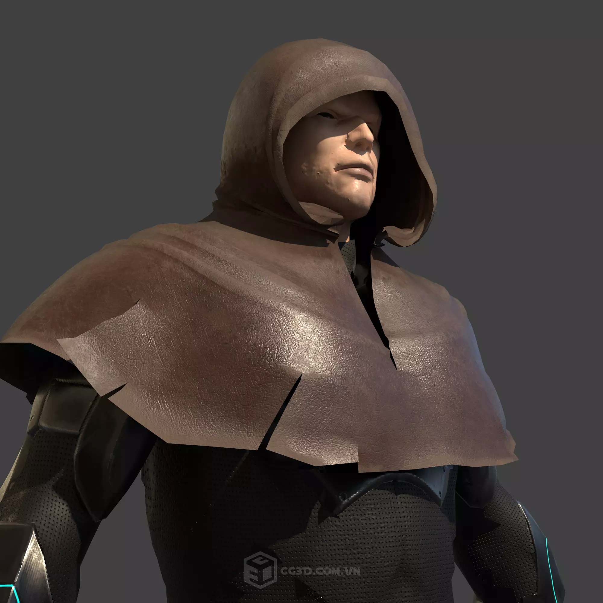 Warrior Model star wars character wearing hooded suit Low-poly 3D model_0