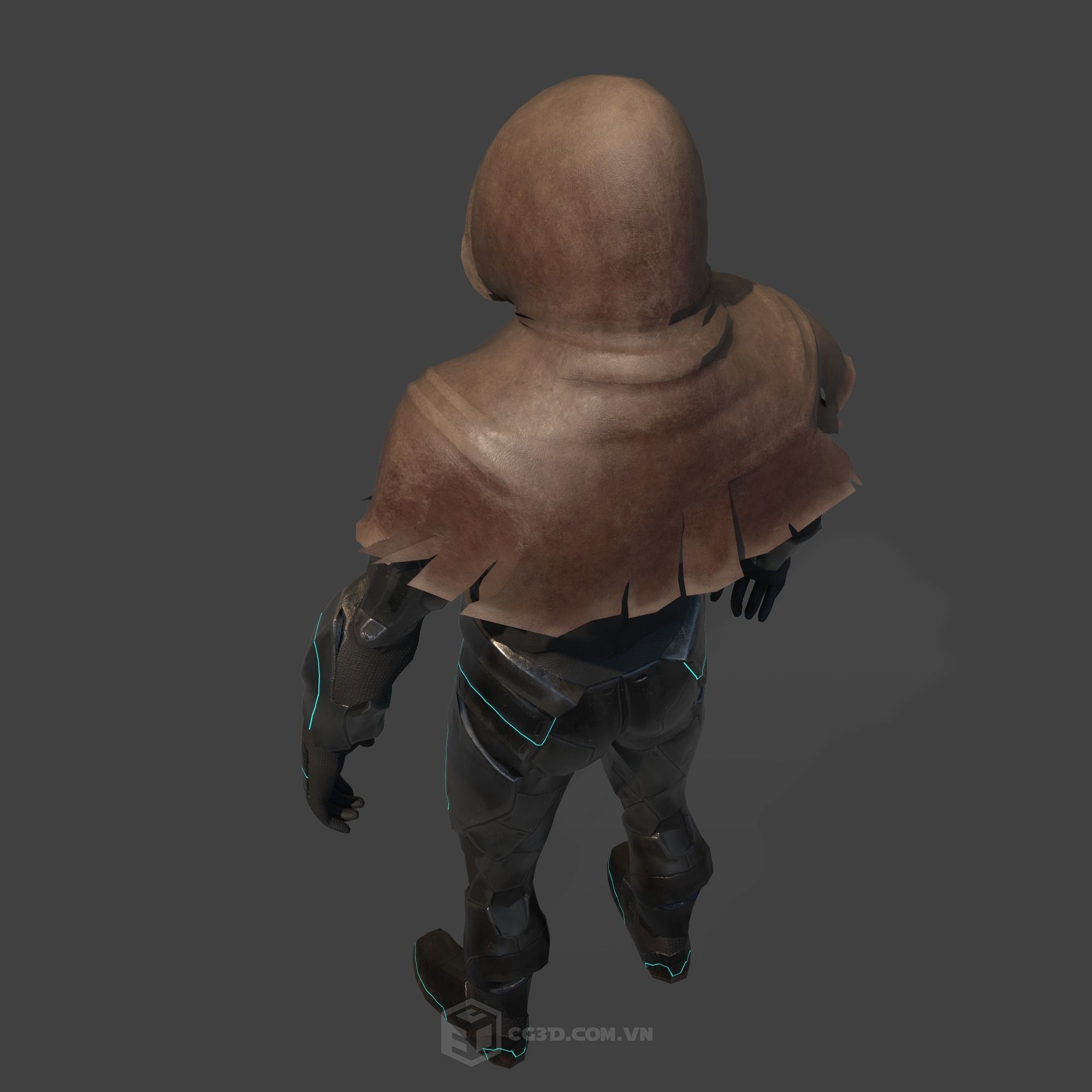 Warrior Model star wars character wearing hooded suit Low-poly 3D model_6