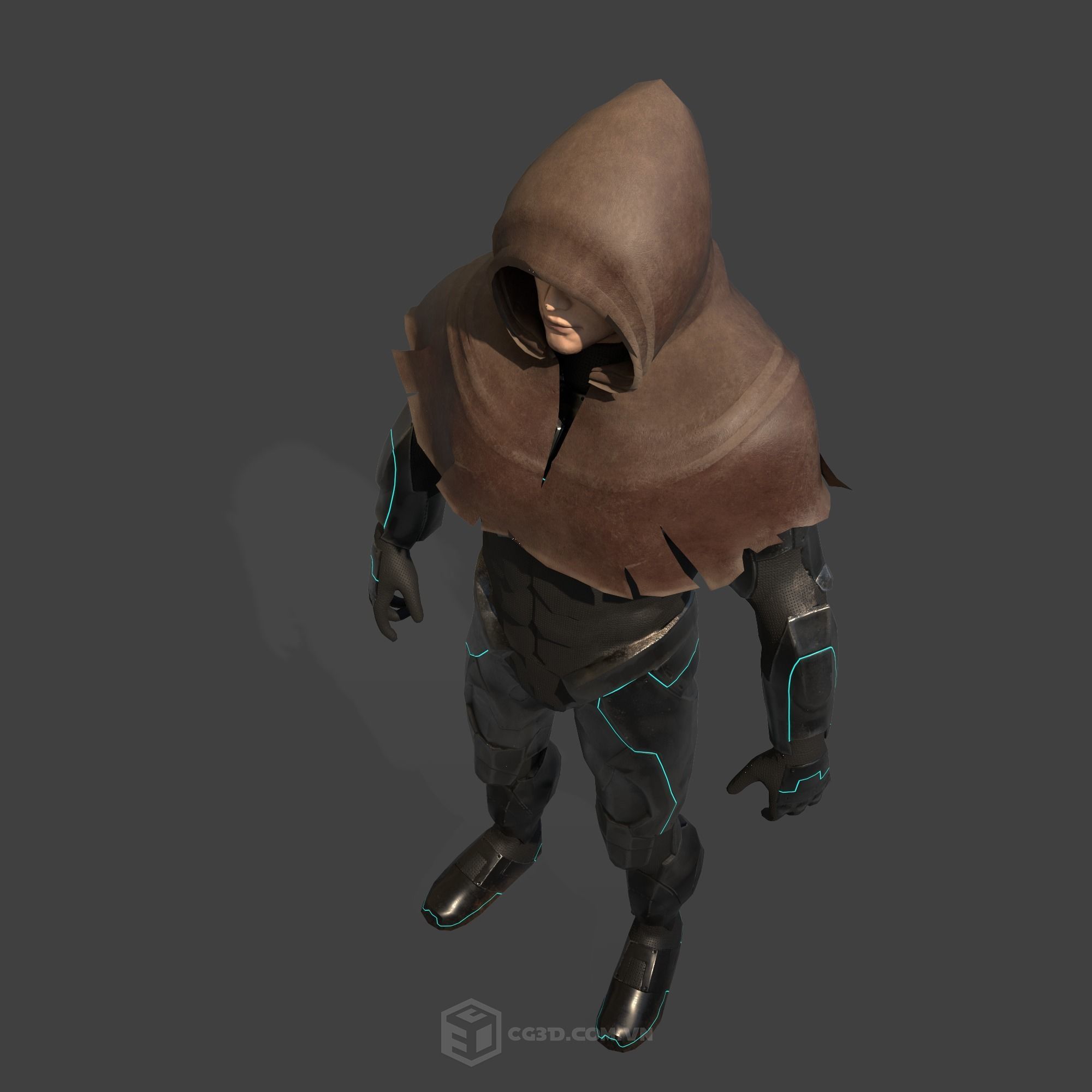 Warrior Model star wars character wearing hooded suit Low-poly 3D model_7