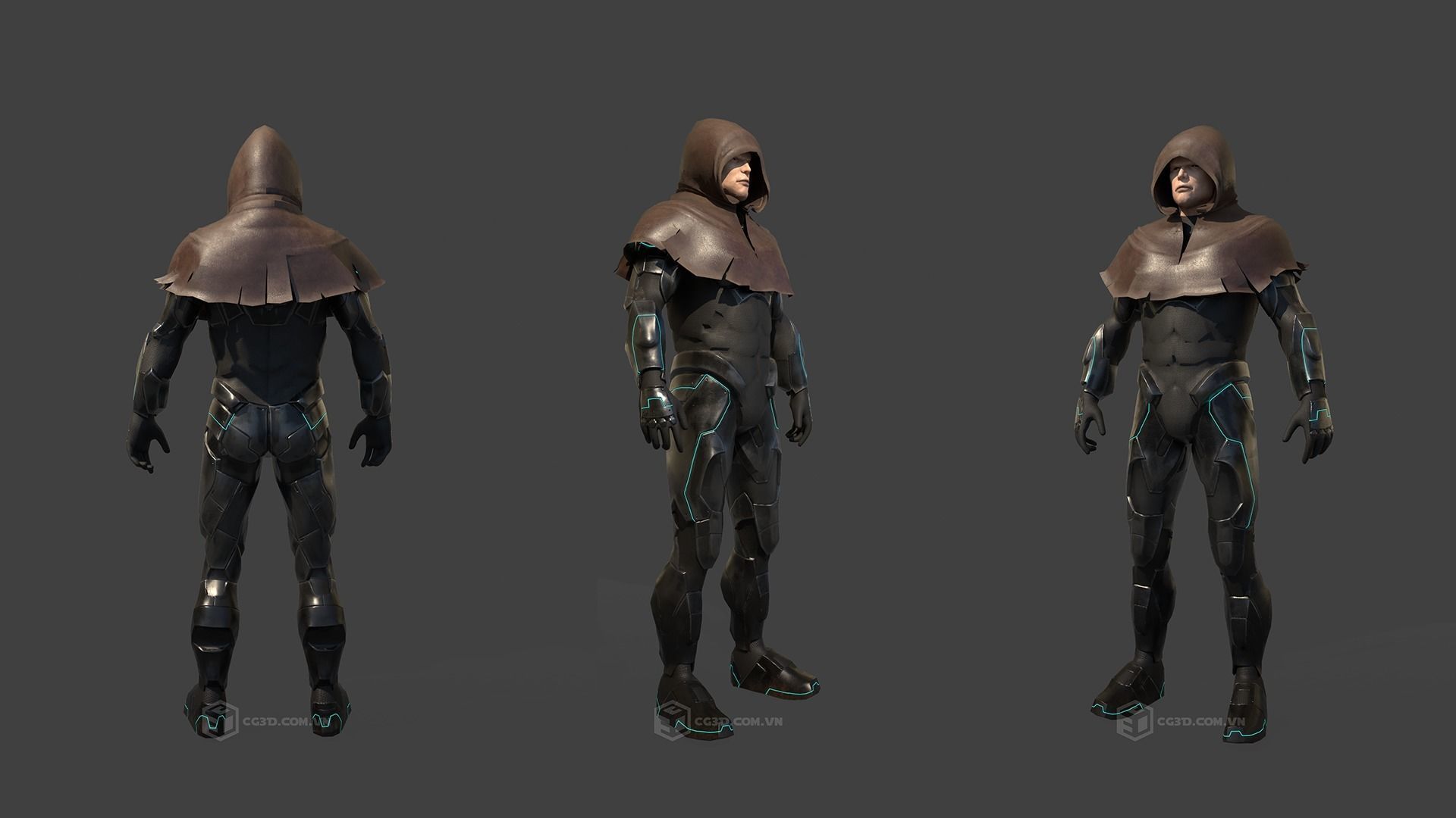 Warrior Model star wars character wearing hooded suit Low-poly 3D model_8