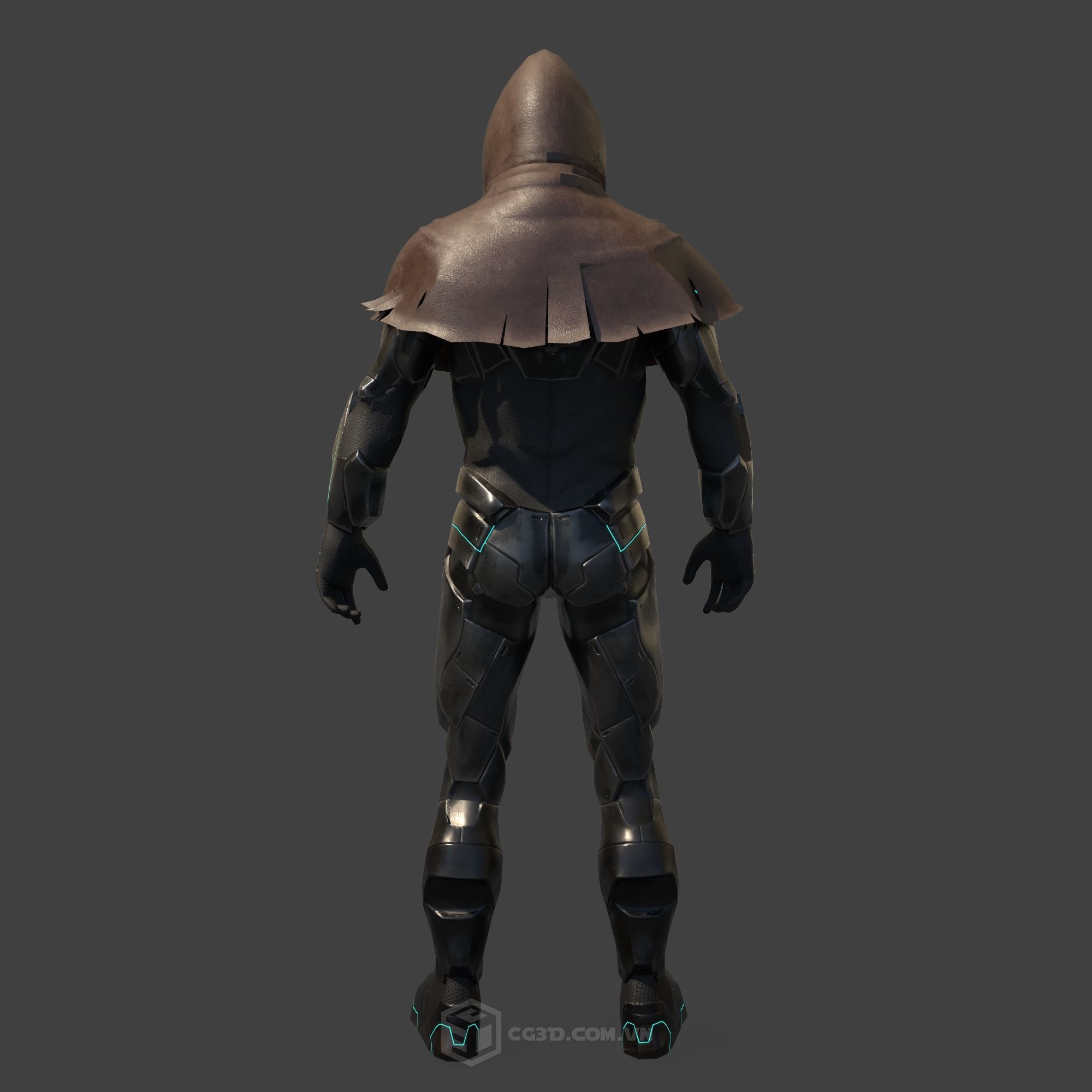 Warrior Model star wars character wearing hooded suit Low-poly 3D model_5