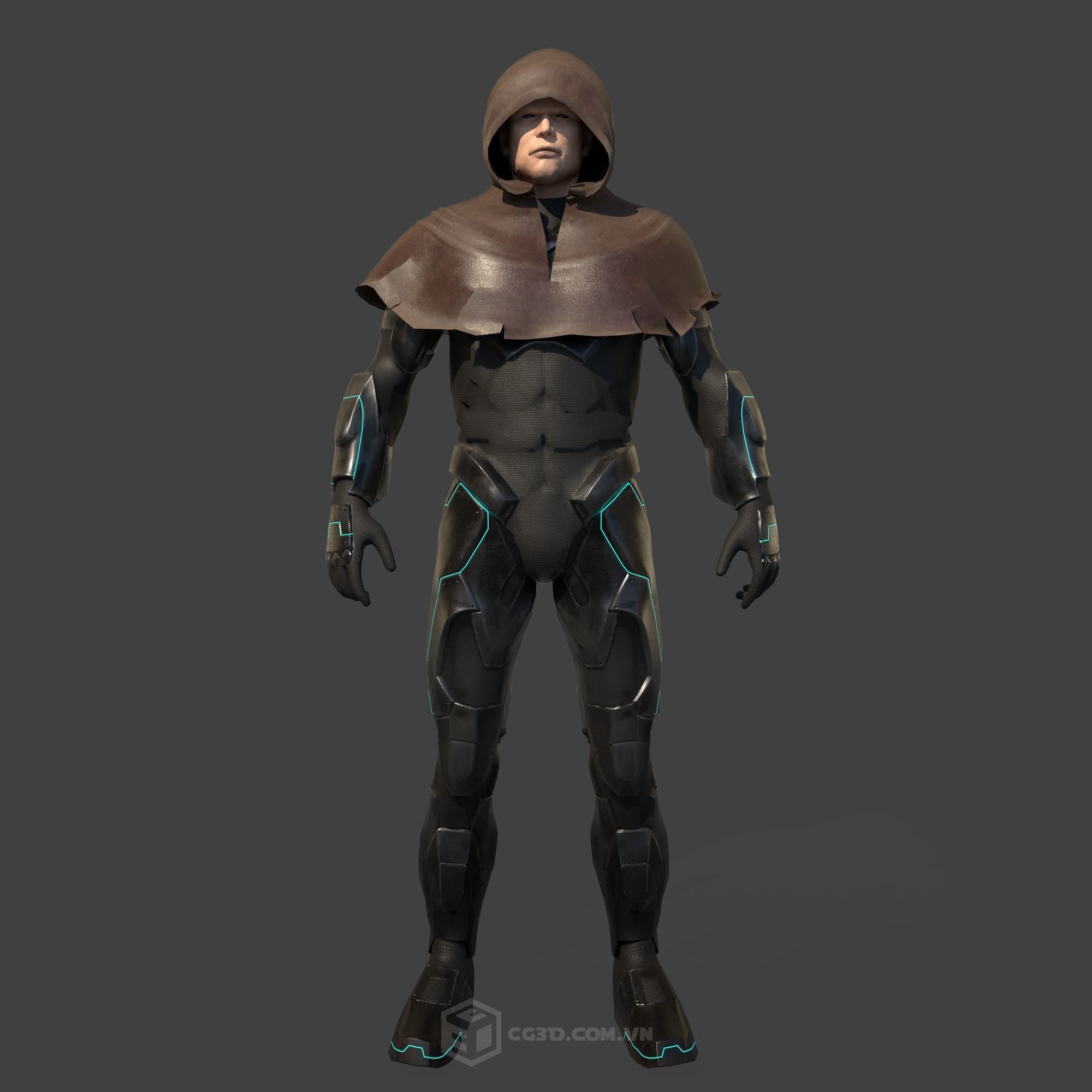 Warrior Model star wars character wearing hooded suit Low-poly 3D model_2