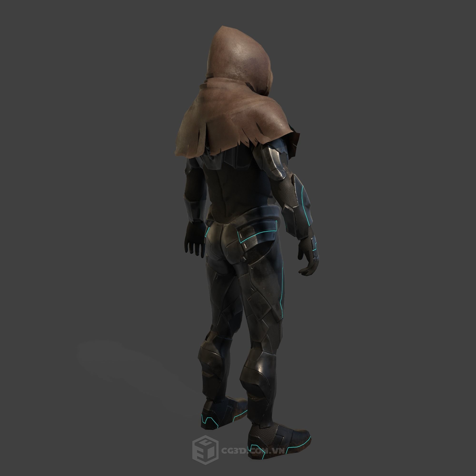 Warrior Model star wars character wearing hooded suit Low-poly 3D model_4
