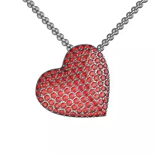 N028 Heart pendant with gems