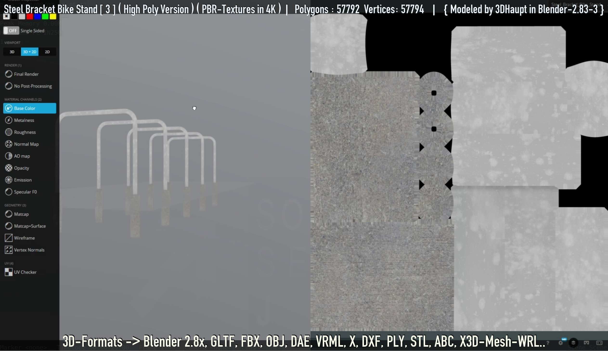 Steel Bracket Bike Stand -3- High Poly 3D model_11