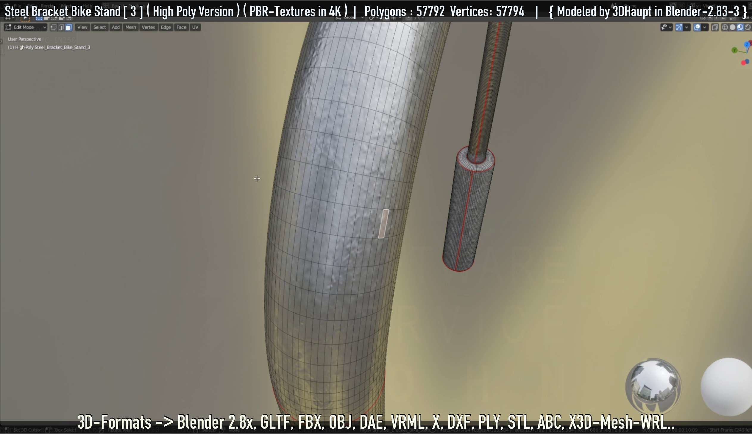 Steel Bracket Bike Stand -3- High Poly 3D model_27