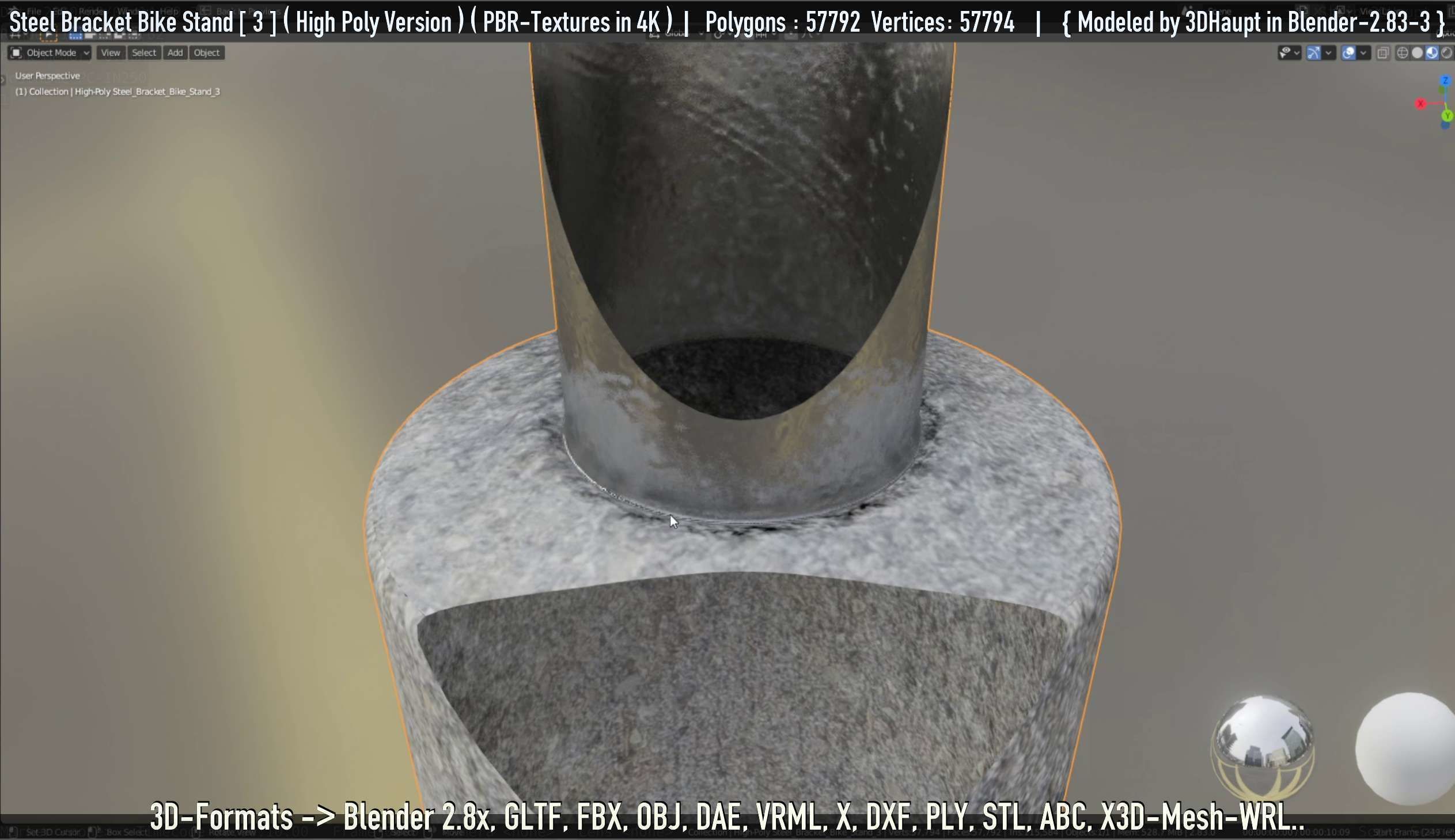 Steel Bracket Bike Stand -3- High Poly 3D model_93