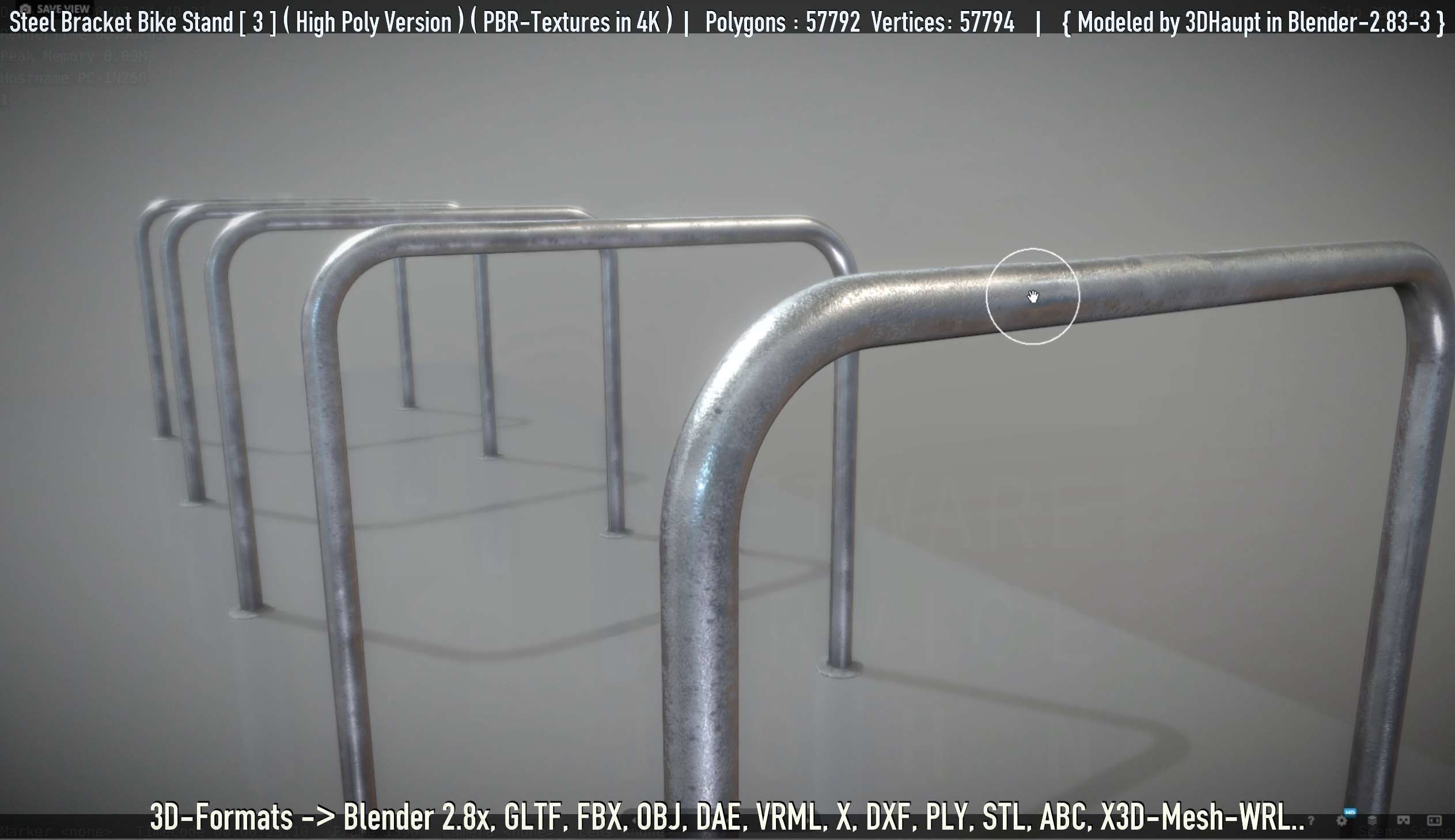 Steel Bracket Bike Stand -3- High Poly 3D model_9