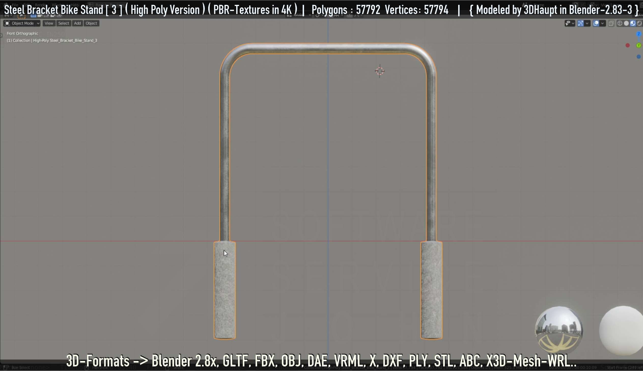 Steel Bracket Bike Stand -3- High Poly 3D model_57