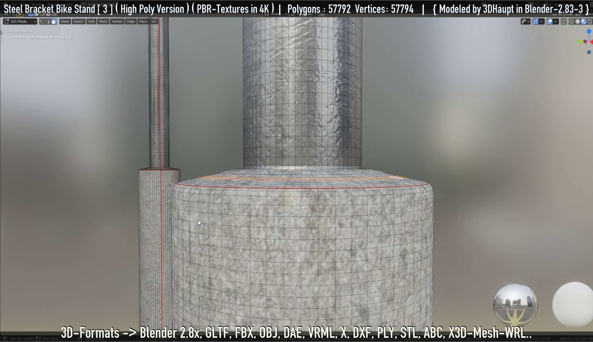 Steel Bracket Bike Stand -3- High Poly 3D model_86