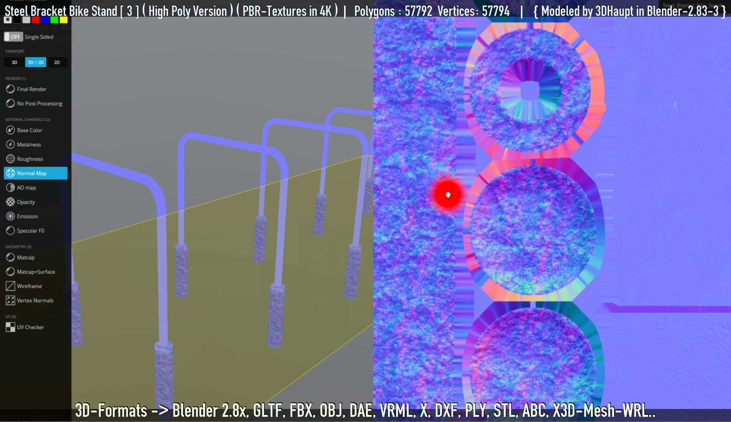 Steel Bracket Bike Stand -3- High Poly 3D model_15