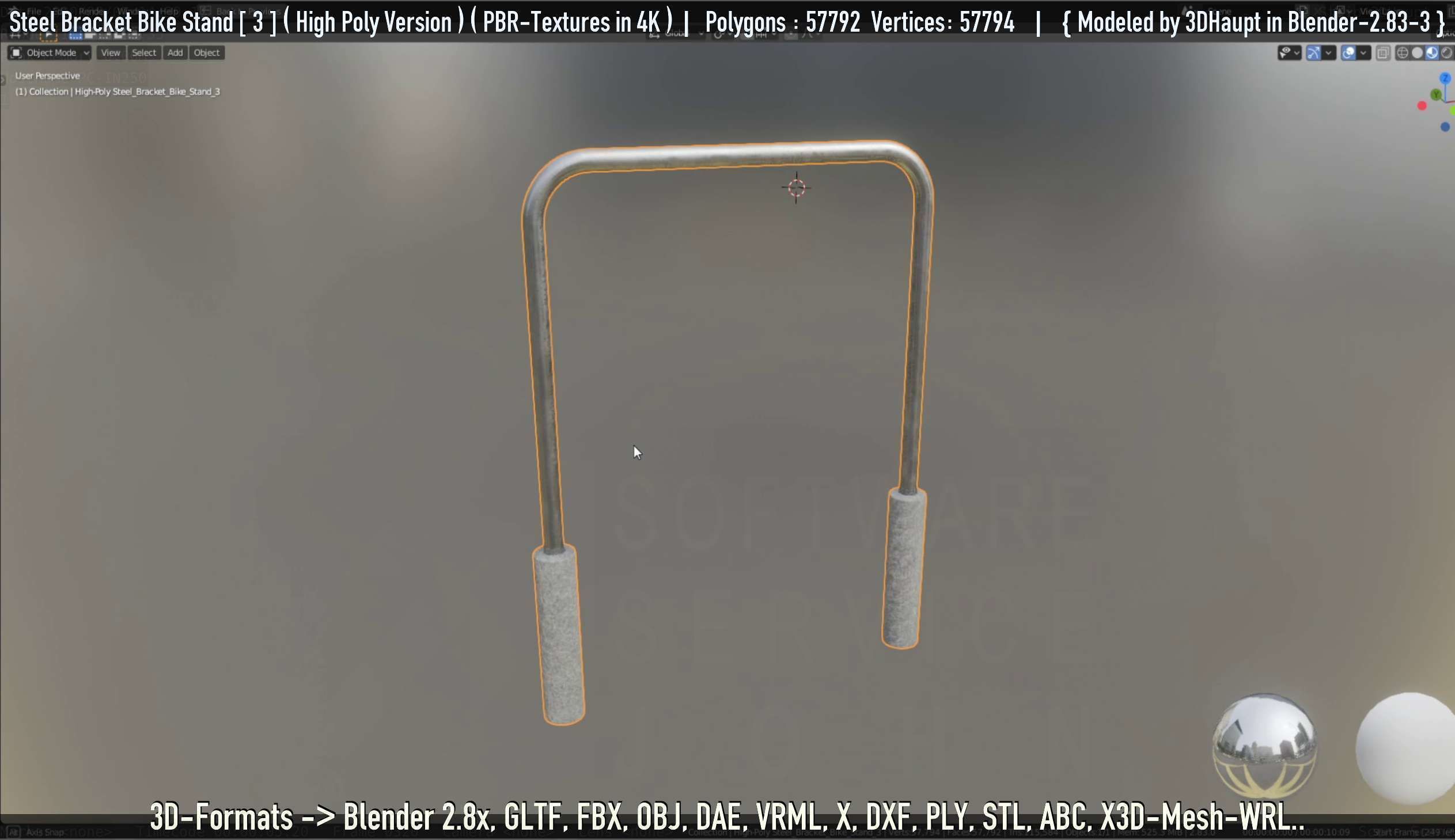 Steel Bracket Bike Stand -3- High Poly 3D model_66