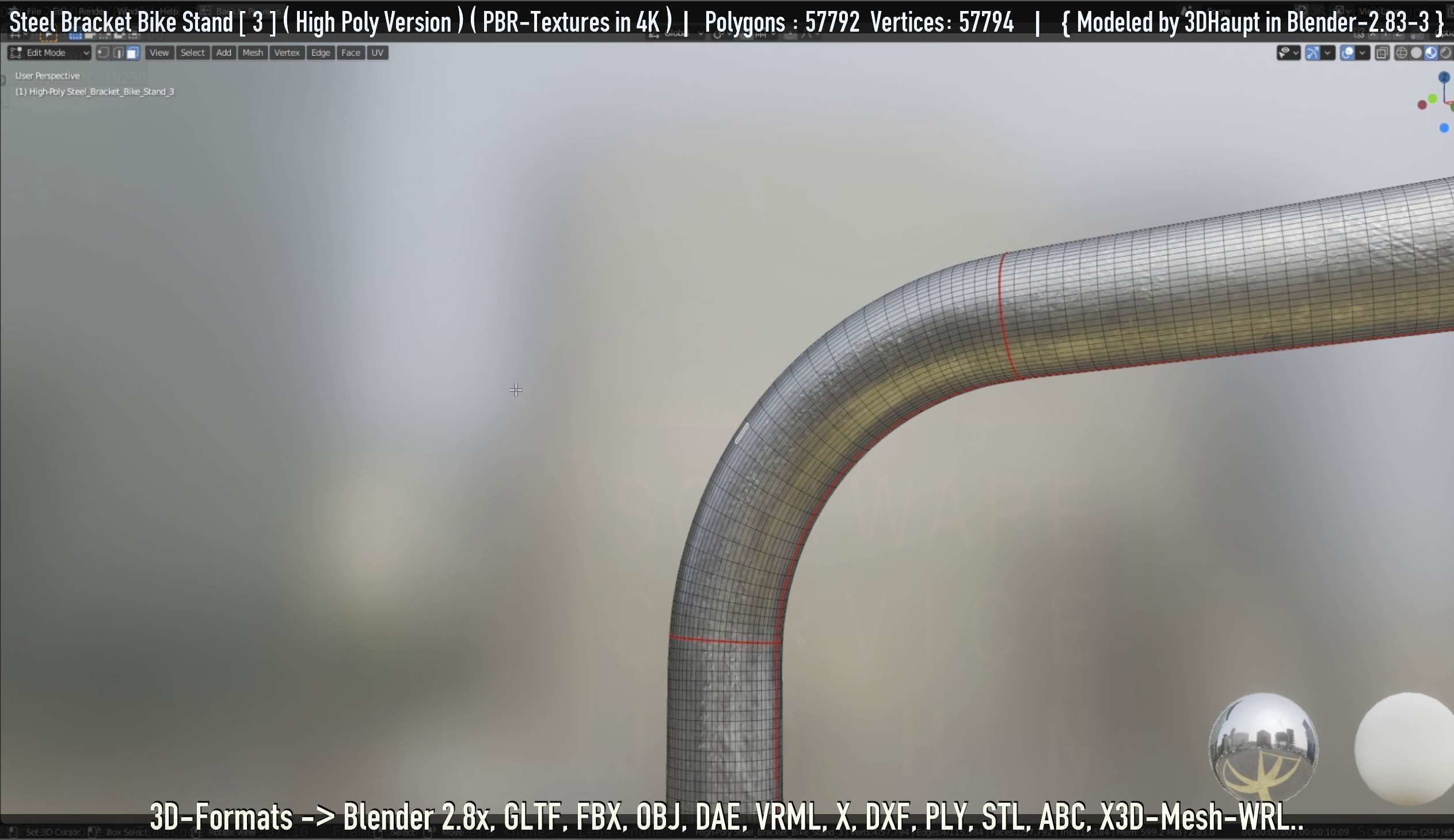 Steel Bracket Bike Stand -3- High Poly 3D model_29