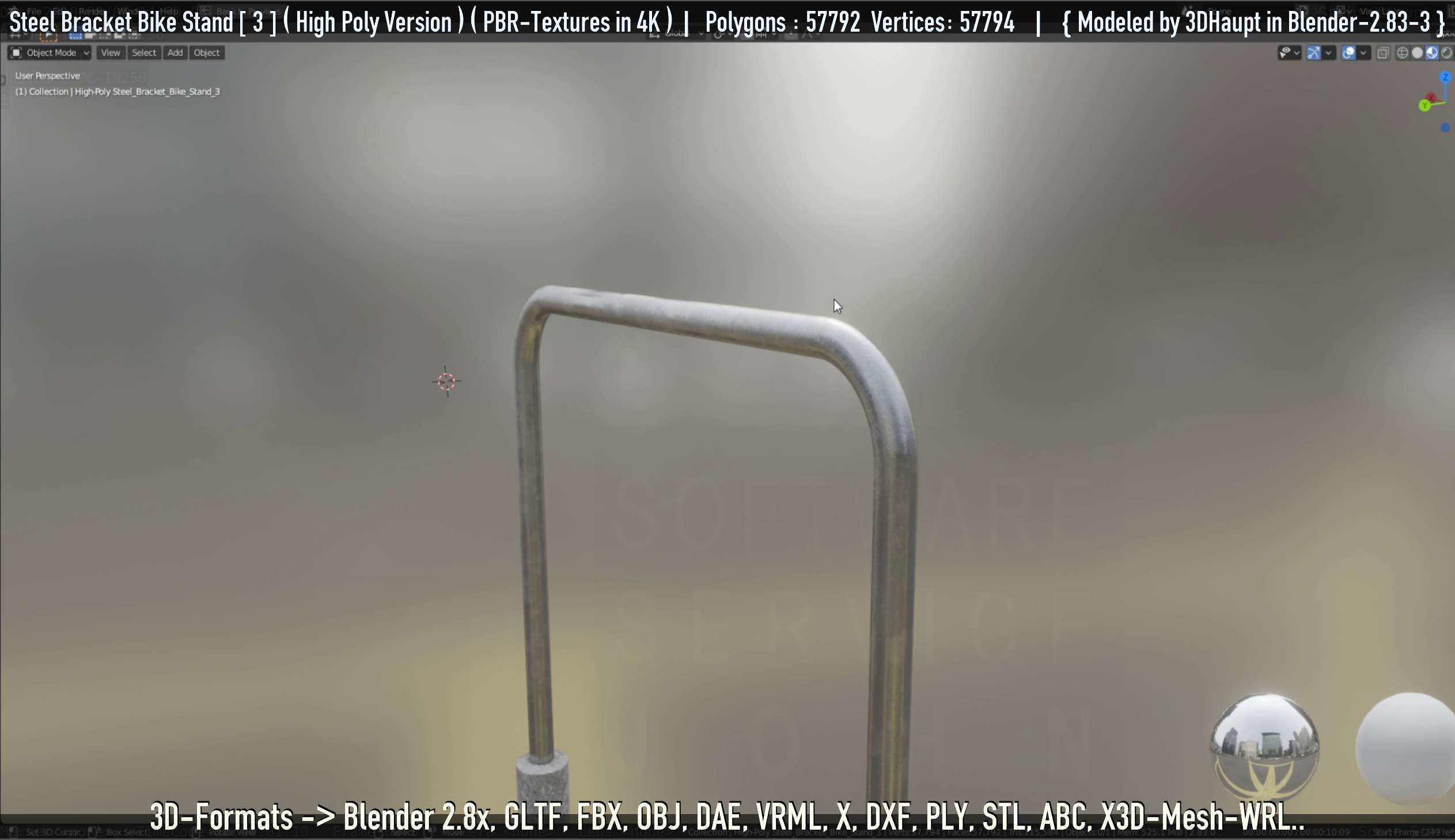 Steel Bracket Bike Stand -3- High Poly 3D model_22