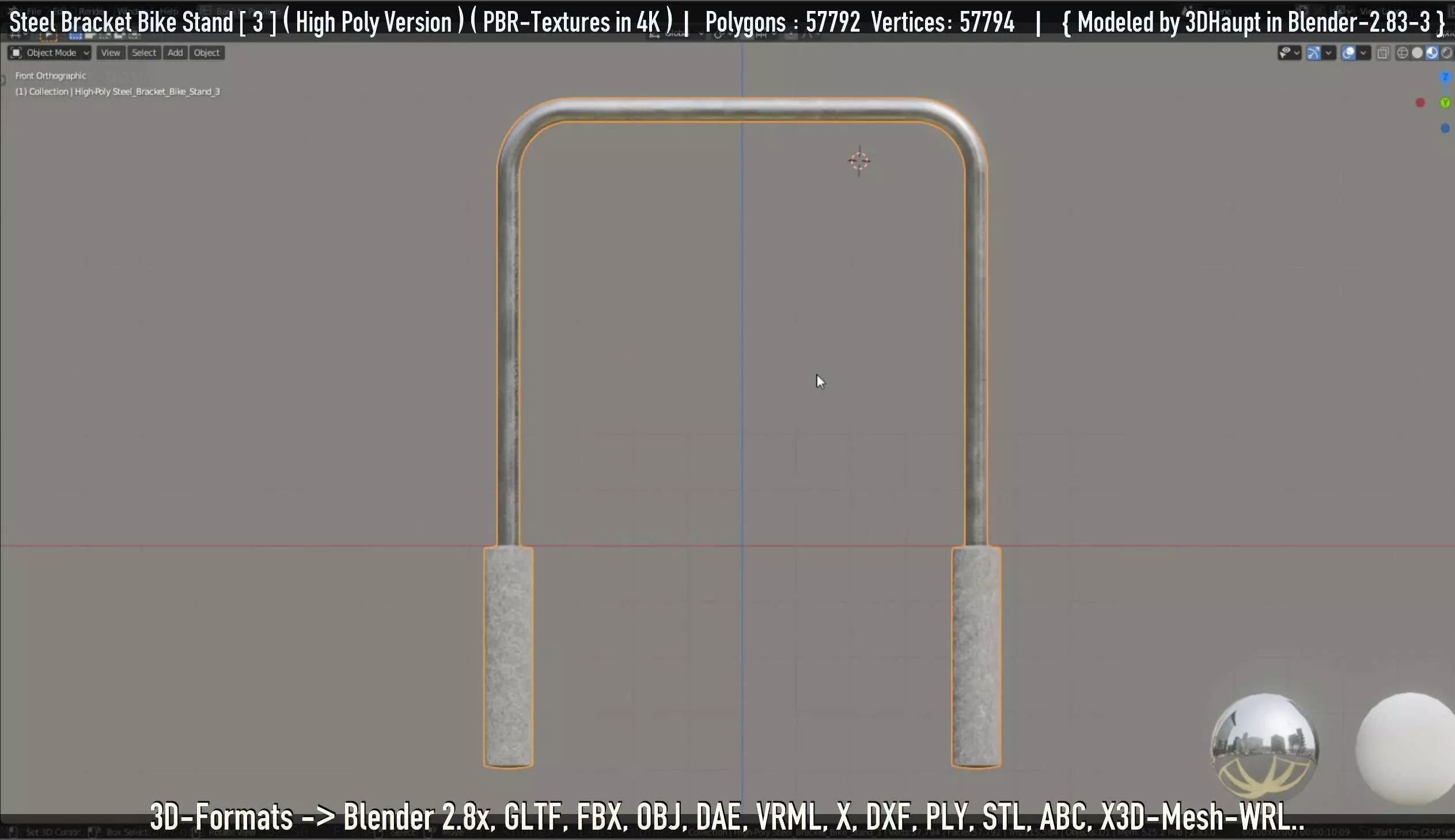 Steel Bracket Bike Stand -3- High Poly 3D model_0