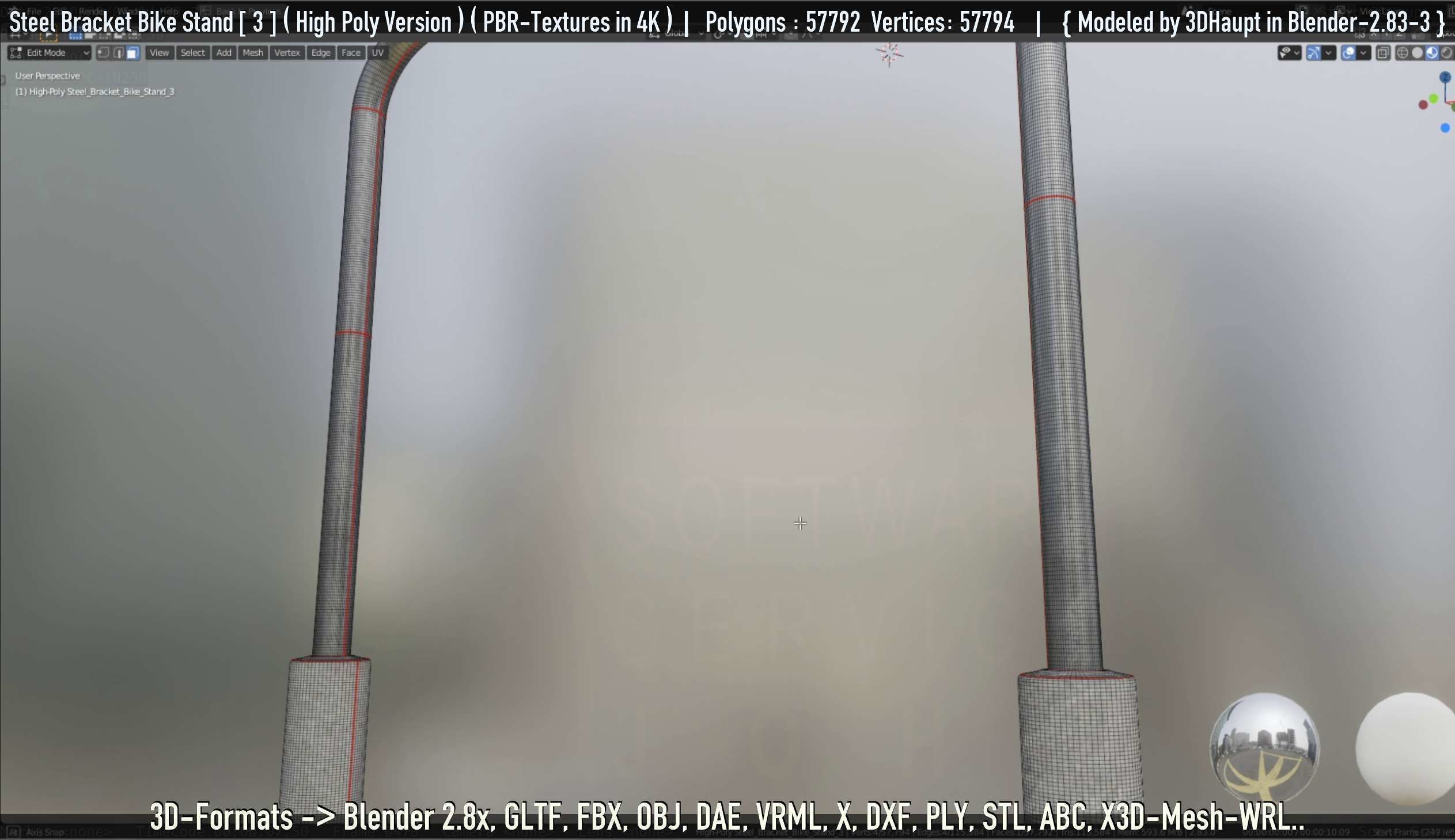 Steel Bracket Bike Stand -3- High Poly 3D model_81