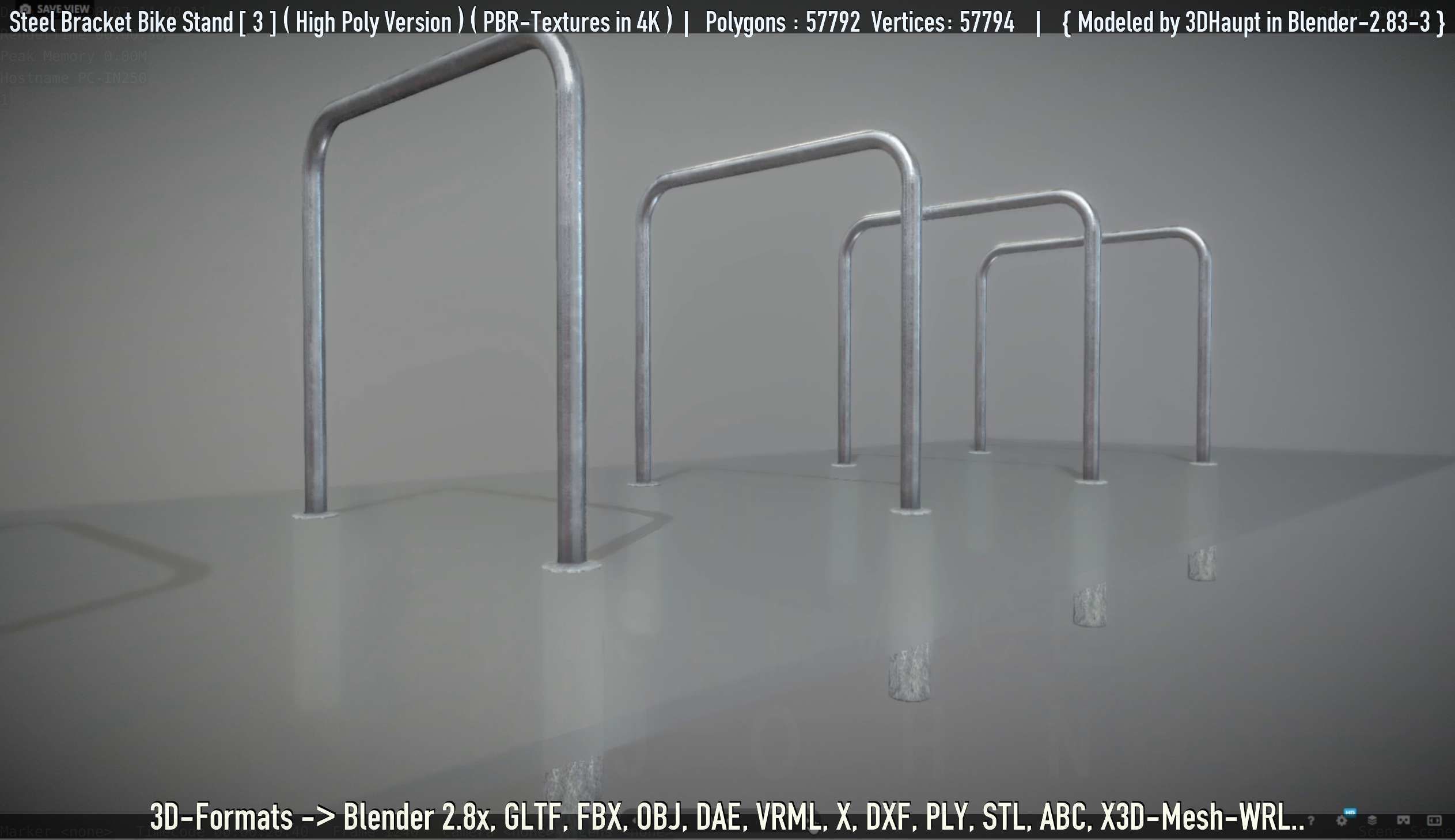 Steel Bracket Bike Stand -3- High Poly 3D model_102