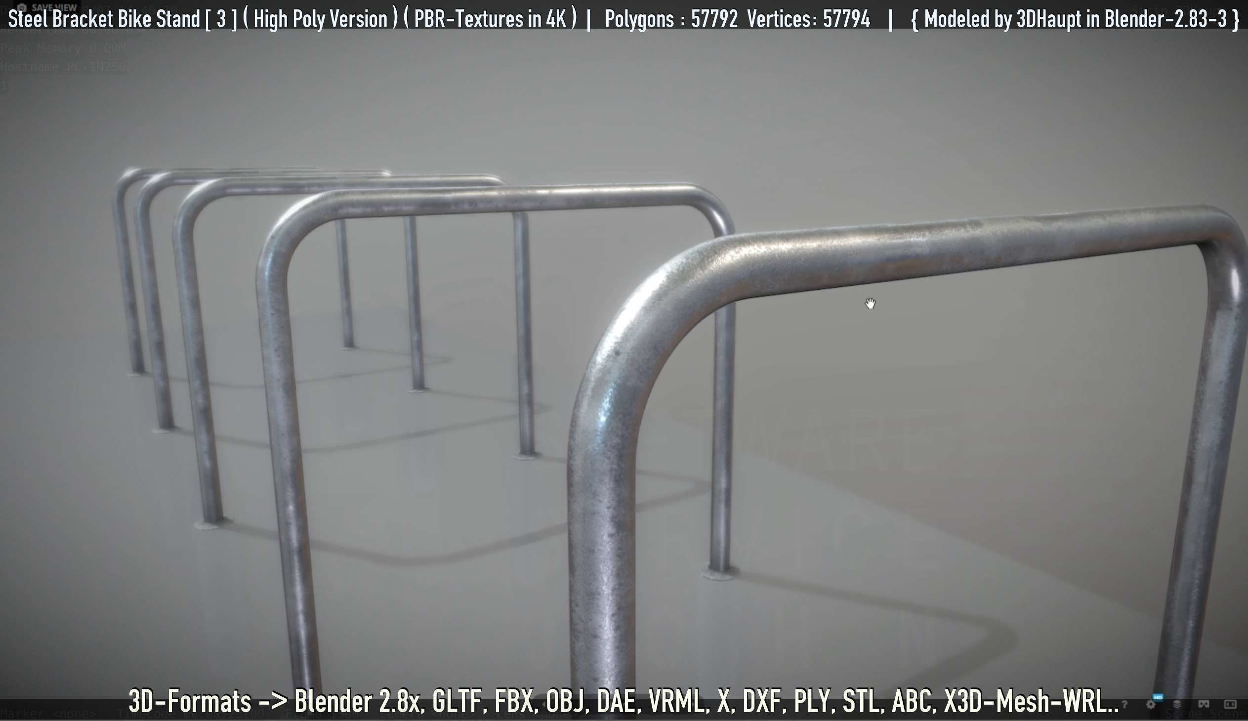 Steel Bracket Bike Stand -3- High Poly 3D model_118