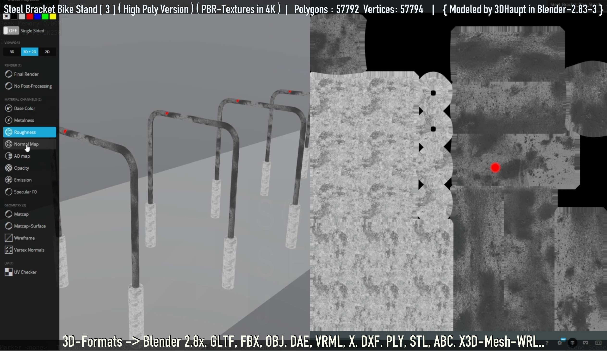 Steel Bracket Bike Stand -3- High Poly 3D model_13