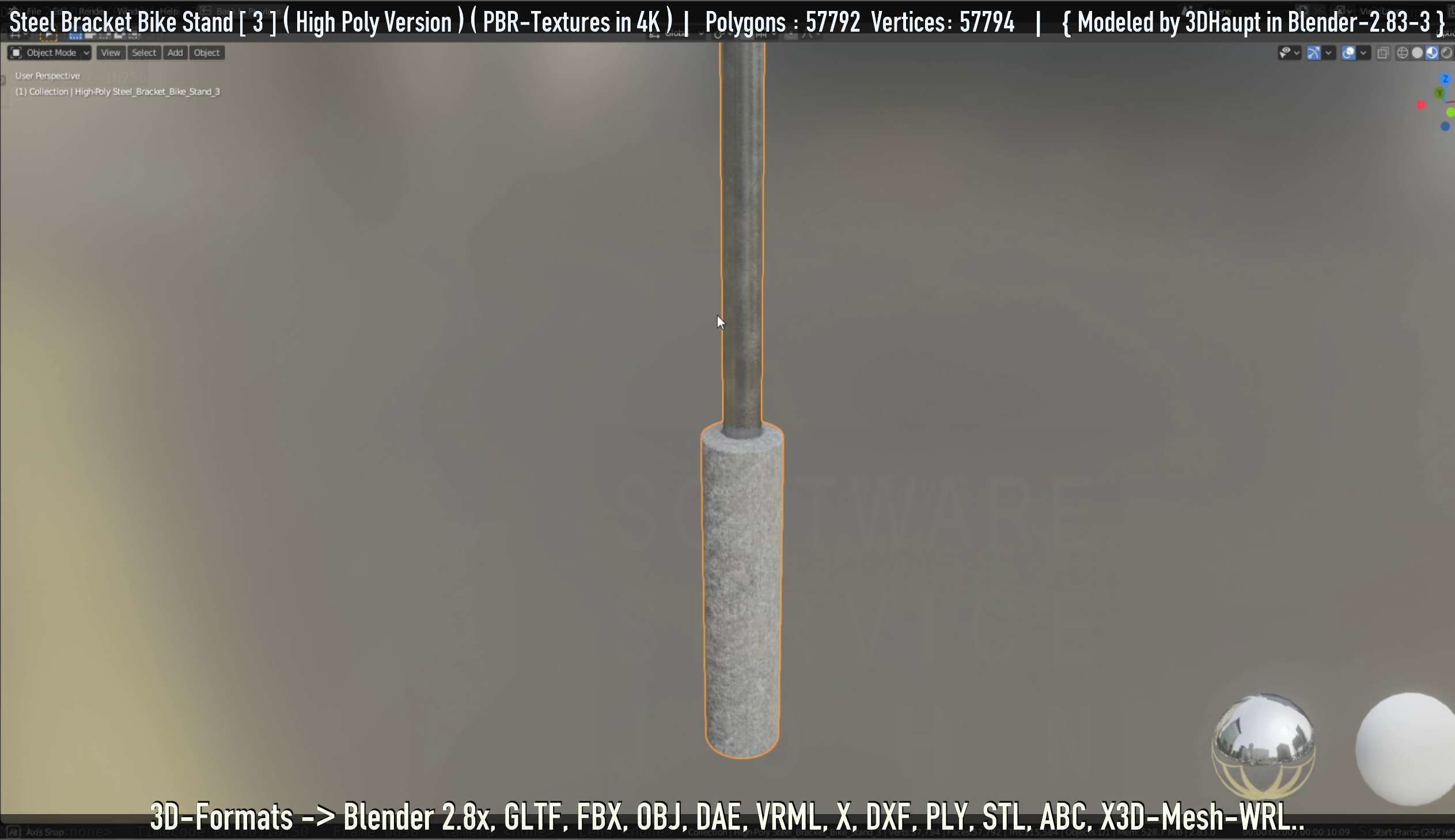 Steel Bracket Bike Stand -3- High Poly 3D model_100