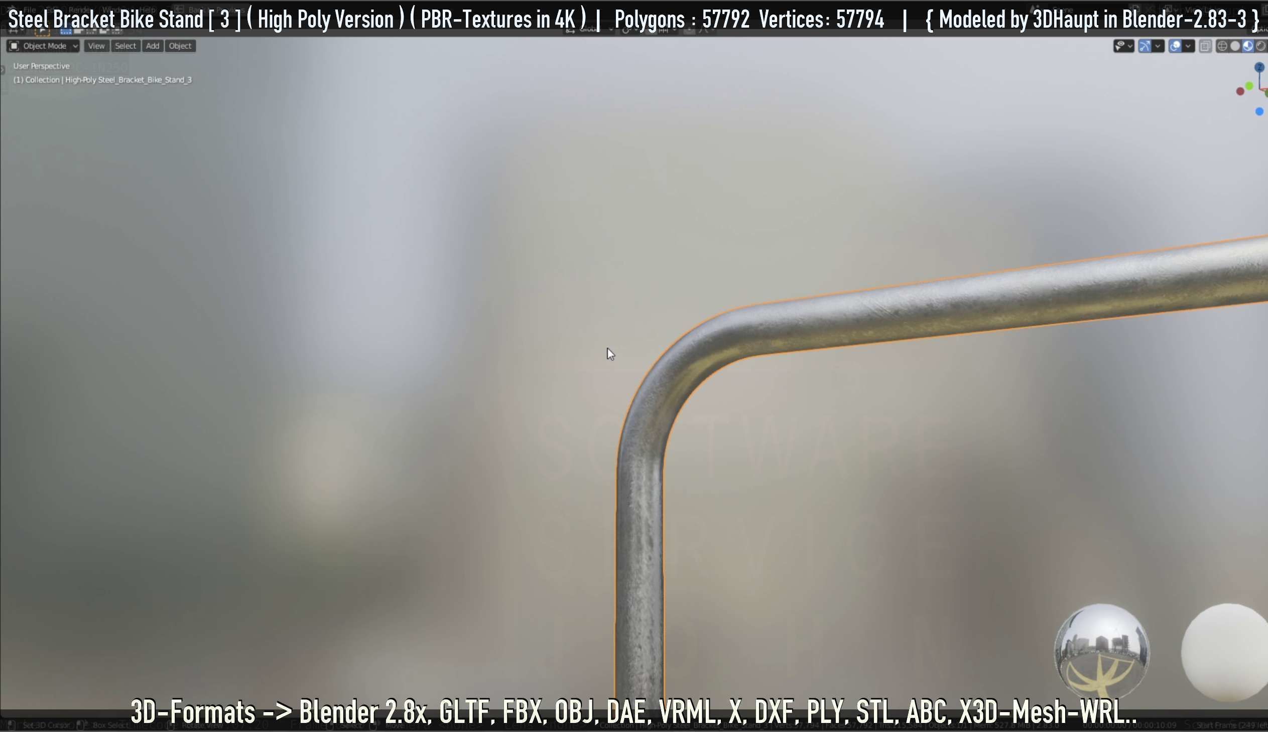 Steel Bracket Bike Stand -3- High Poly 3D model_79