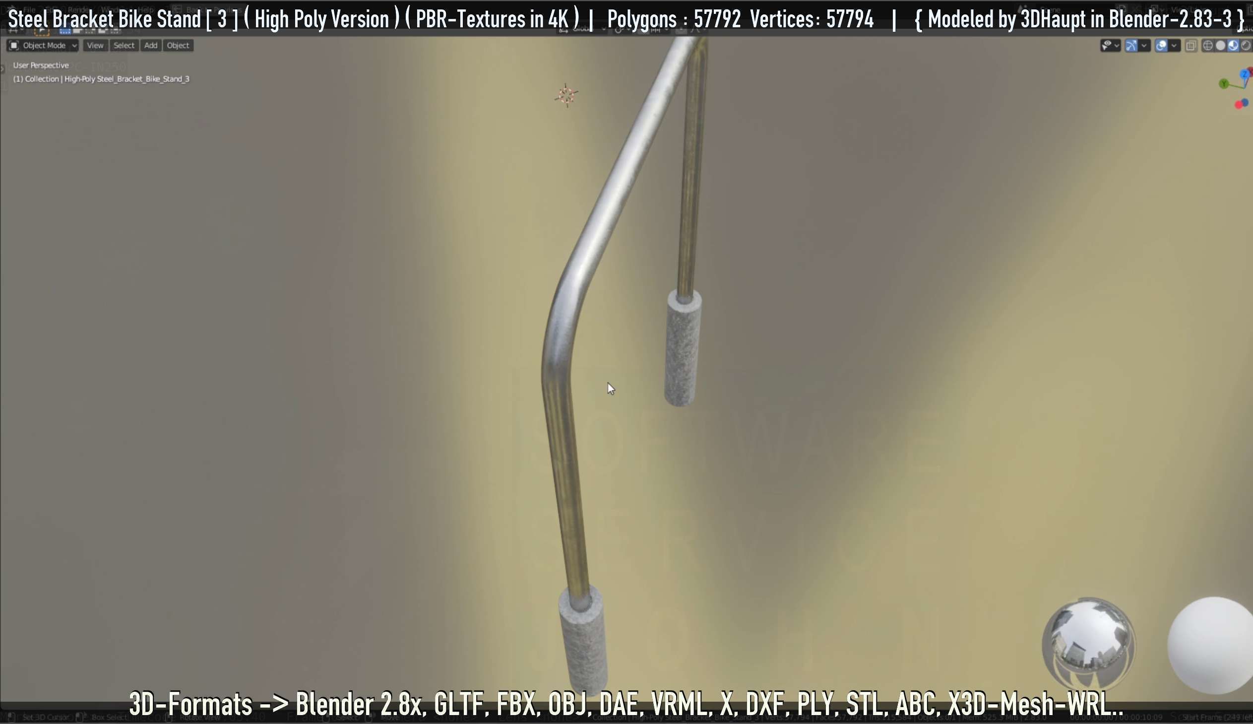 Steel Bracket Bike Stand -3- High Poly 3D model_67