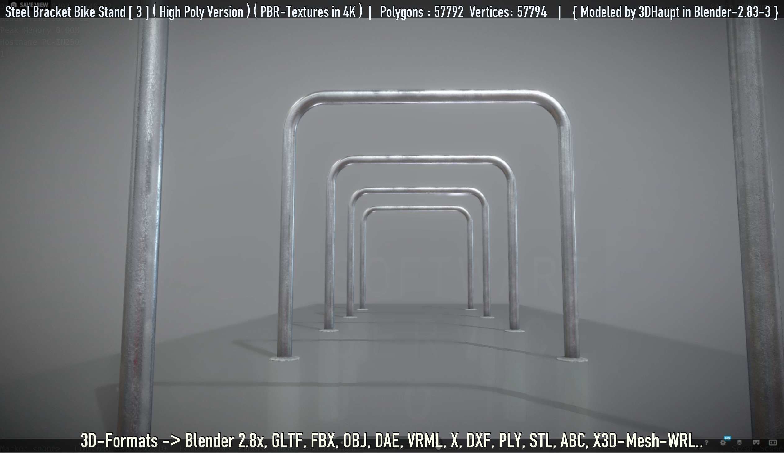 Steel Bracket Bike Stand -3- High Poly 3D model_113