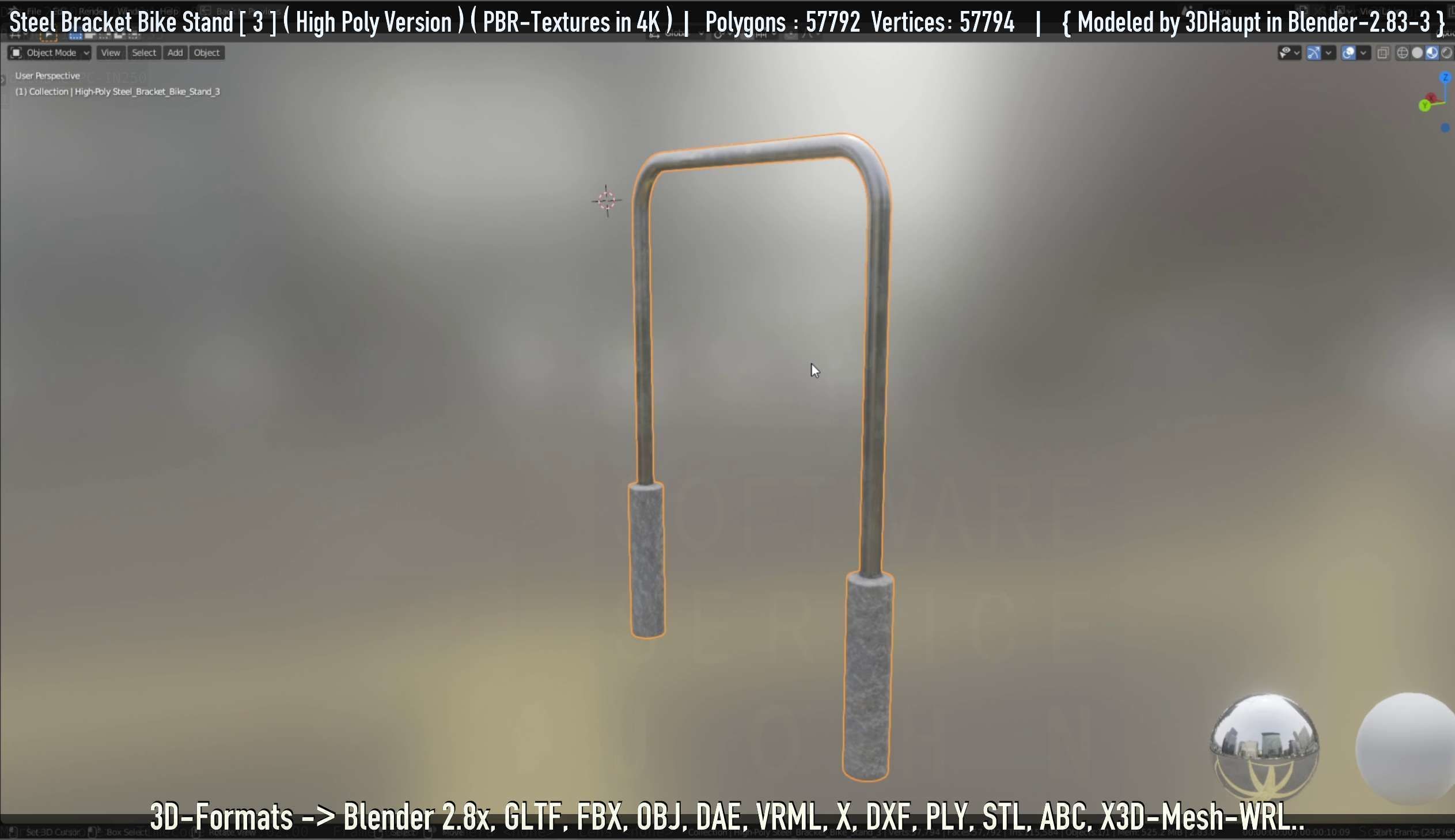 Steel Bracket Bike Stand -3- High Poly 3D model_45